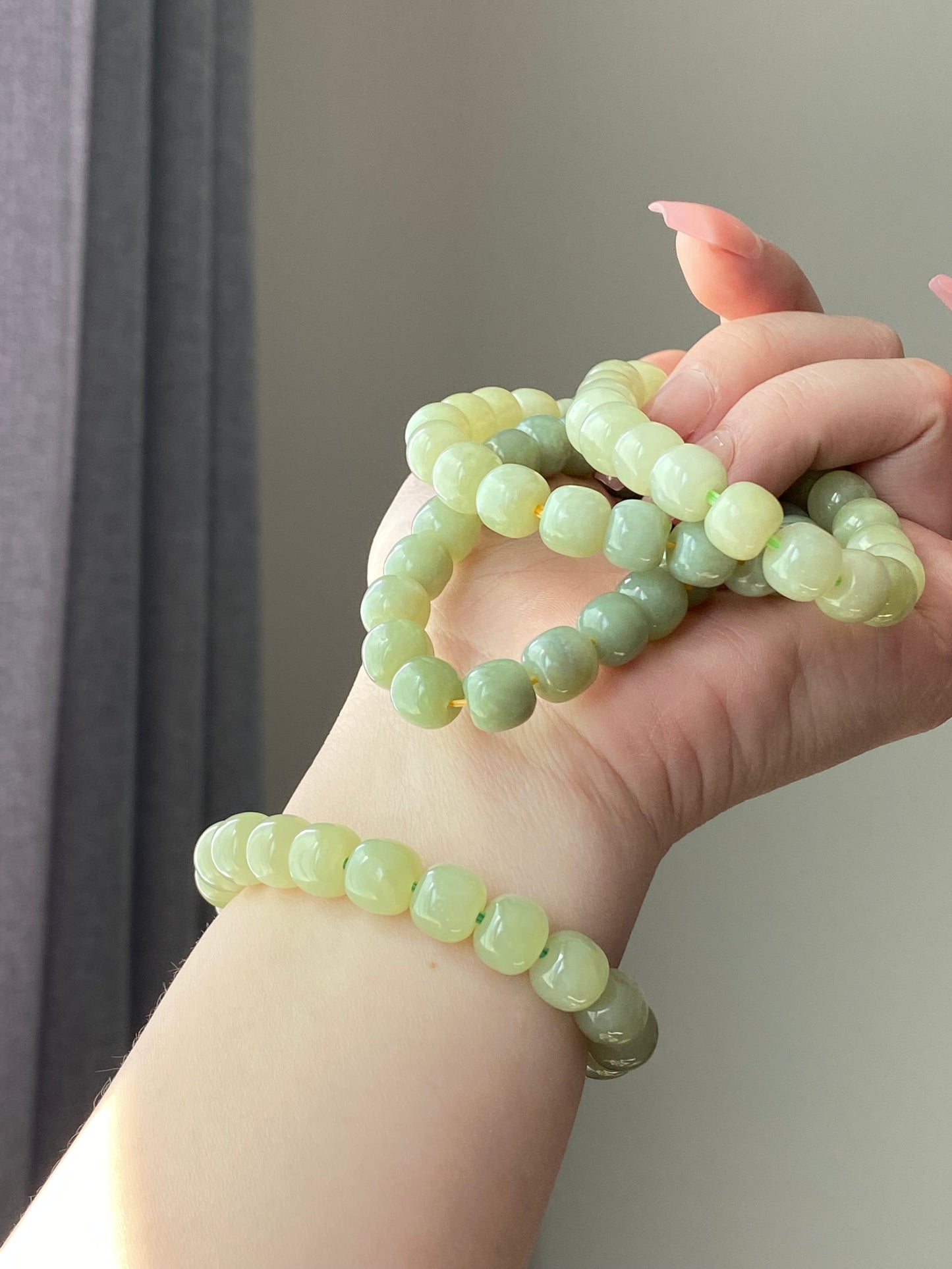AAA Natural light green Jade square bead handmade Bracelet Best lucky Gift for her,gift for Mom,meditation crystal bracelet gift for him
