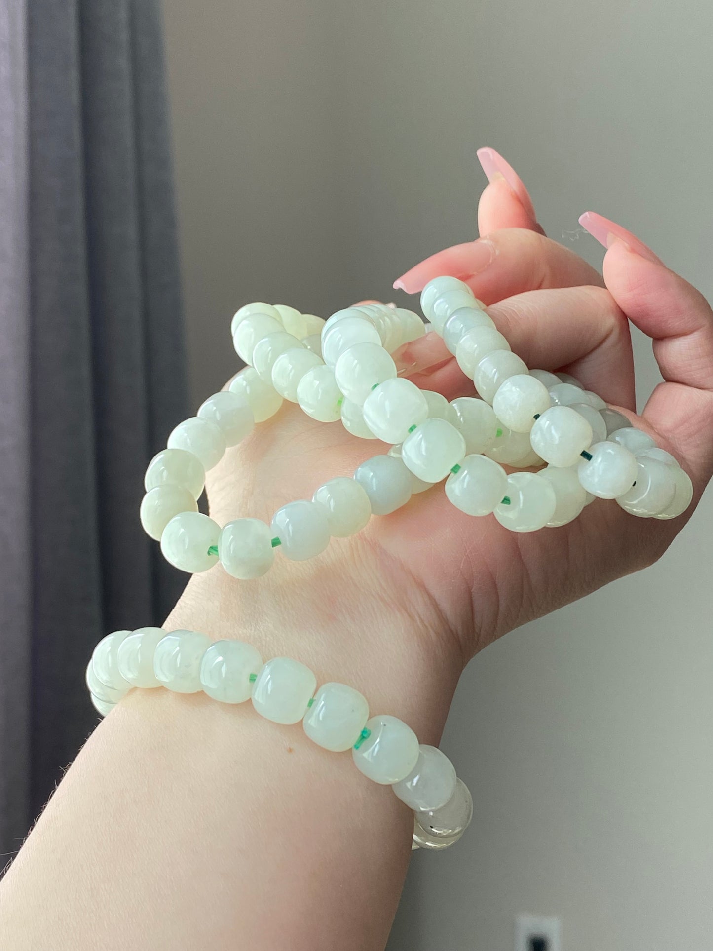 AA Natural White Jade square bead handmade Bracelet Best lucky Gift for her,gift for Mom,meditation crystal bracelet gift for him