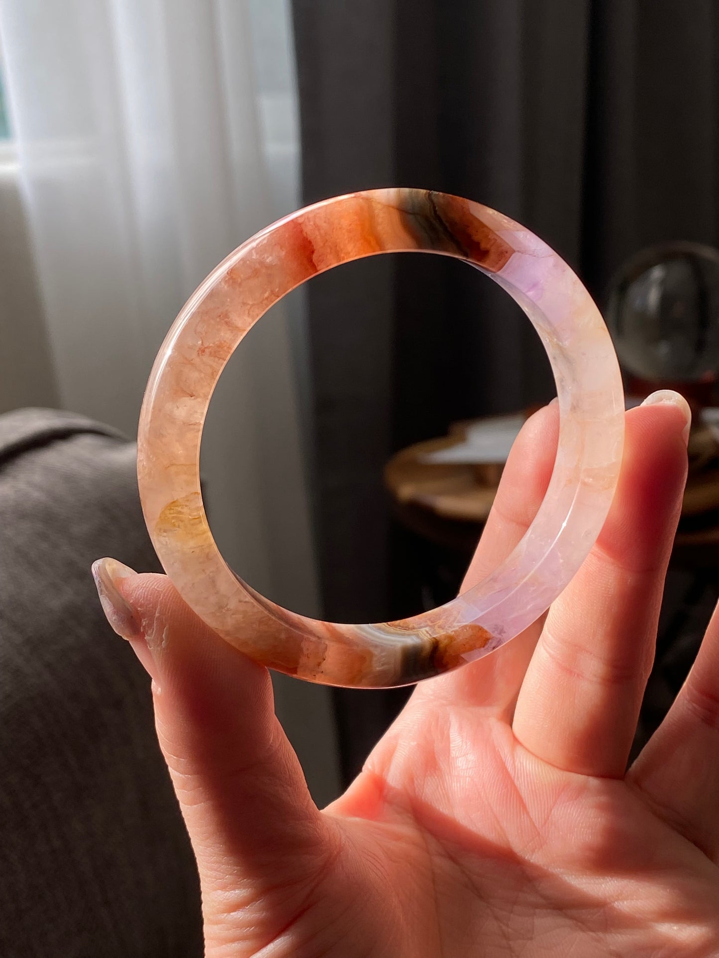 Natural Auralite Agate Bangle Bracelet | Energy Healing Crystal Bracelet- Elegant Gradient gemstone gift for her multi-color bangle