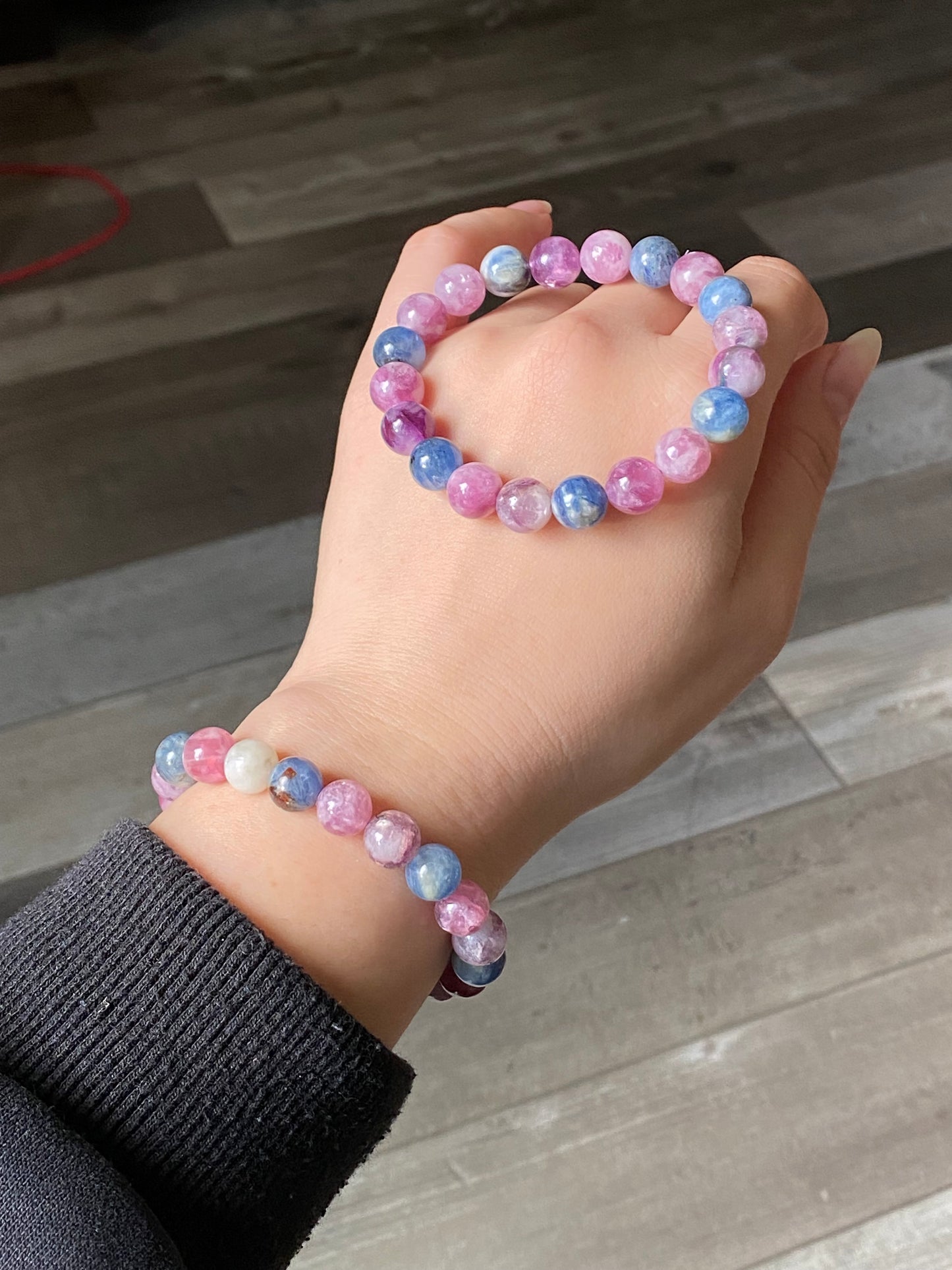 AAAA grade natural colorful mix Lepidolite bracelet, Mica Rutilated Quartz gift for her,birthday gift dainty meditation crystal bracelet
