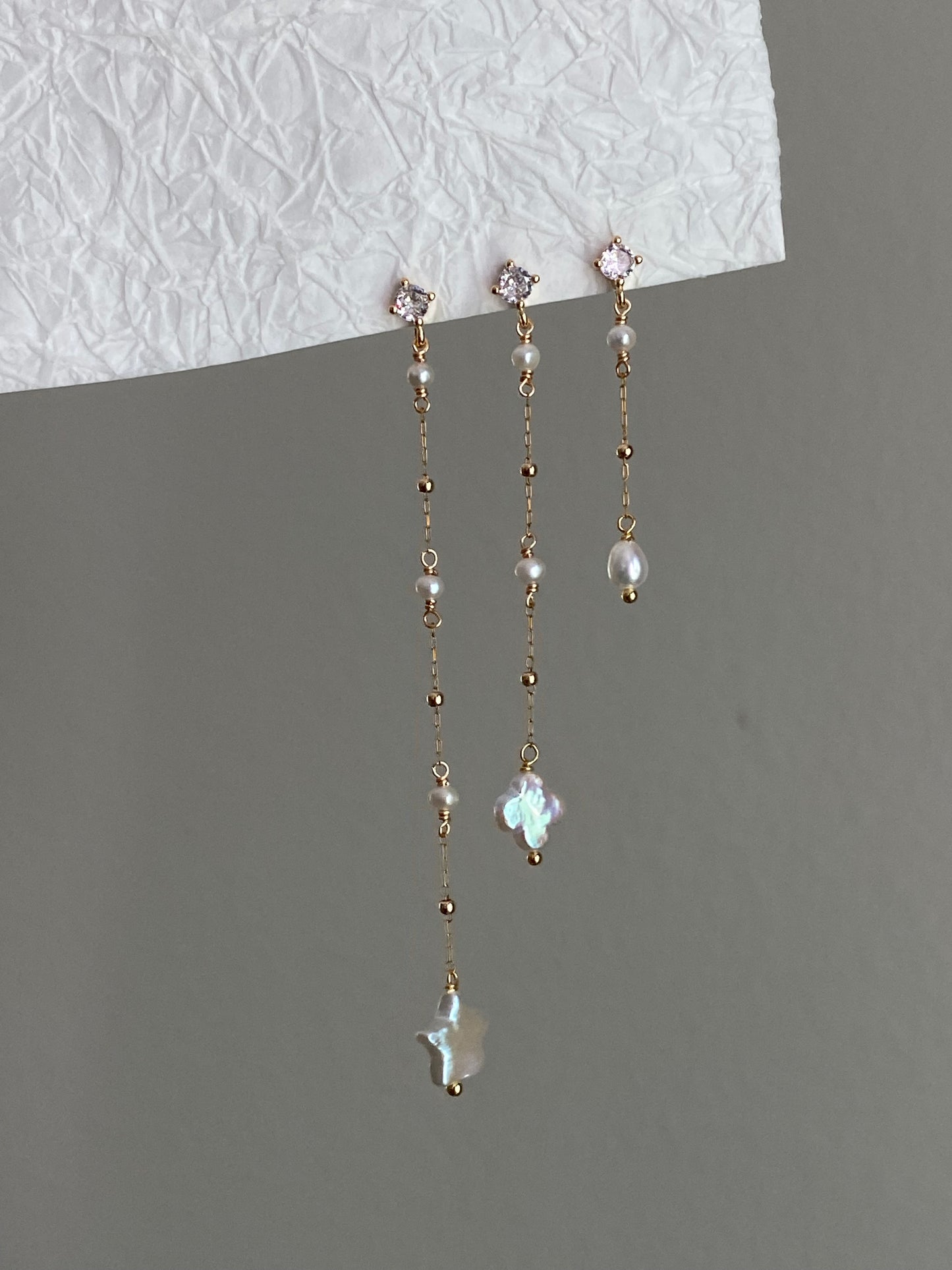 Celeste Wish Dangle Earrings Baroque Pearl Earrings Layering Earrings, Wedding Jewelry, Elegant Pearl Drop Earrings, Handmade Gift for Her