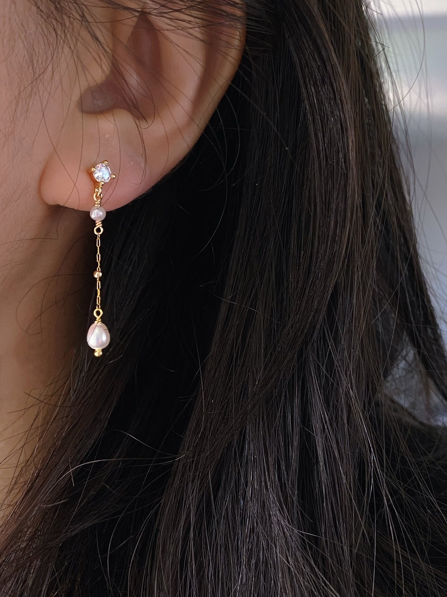 Celeste Wish Dangle Earrings Baroque Pearl Earrings Layering Earrings, Wedding Jewelry, Elegant Pearl Drop Earrings, Handmade Gift for Her