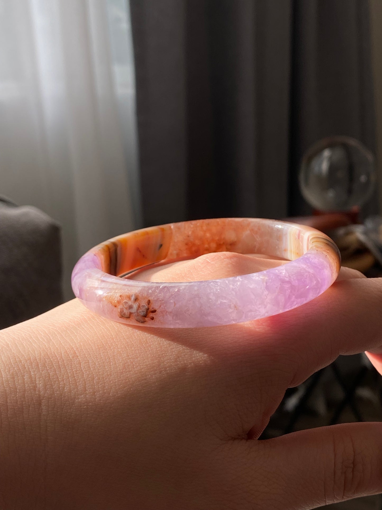 Natural Auralite Agate Bangle Bracelet | Energy Healing Crystal Bracelet- Elegant Gradient gemstone gift for her multi-color bangle