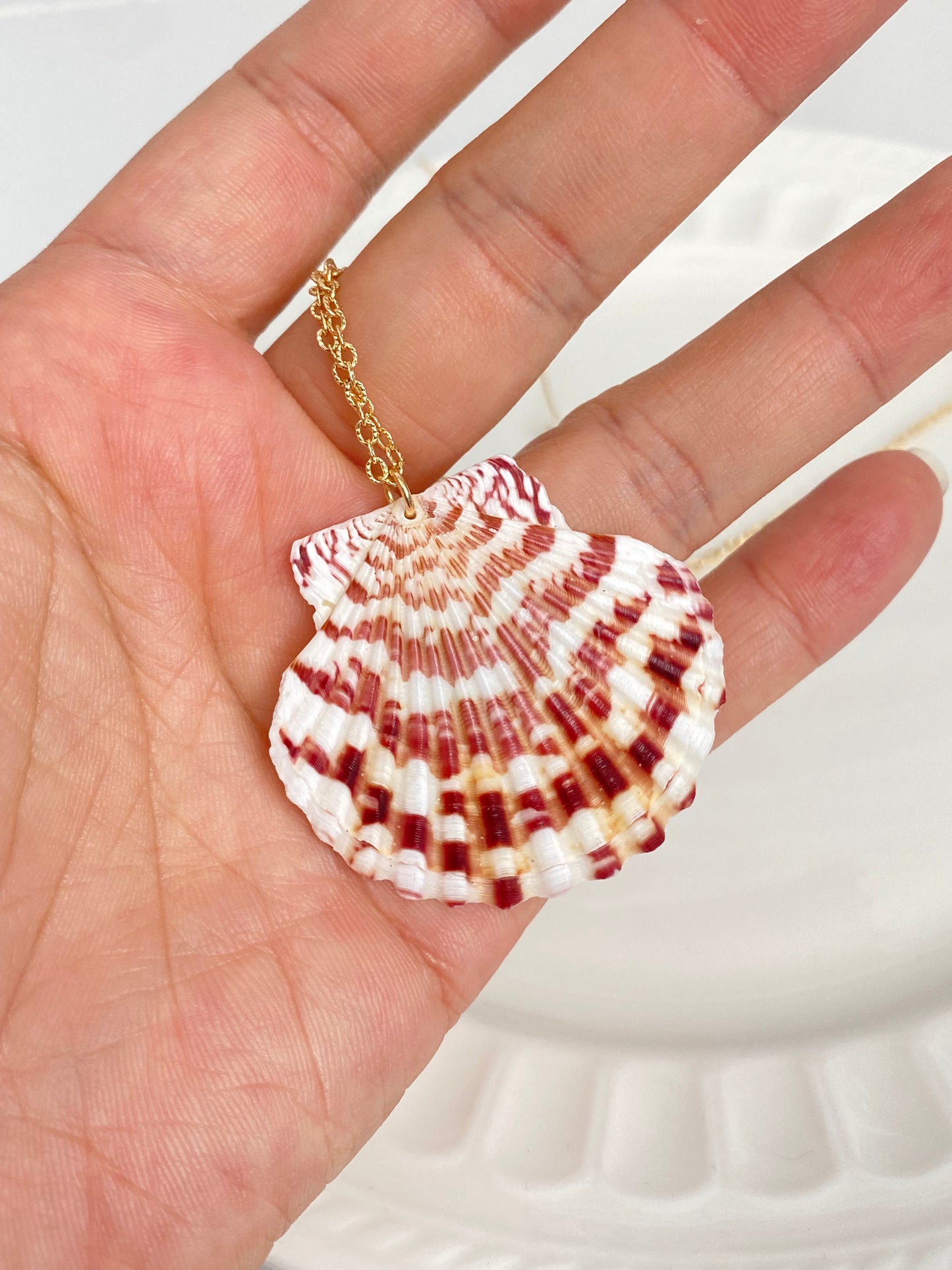 Handmade Reversible Seashell Pendant long Necklace – Ocean Fantasy with Pearls and Charms summer gift for her birthday gift anniversary gift
