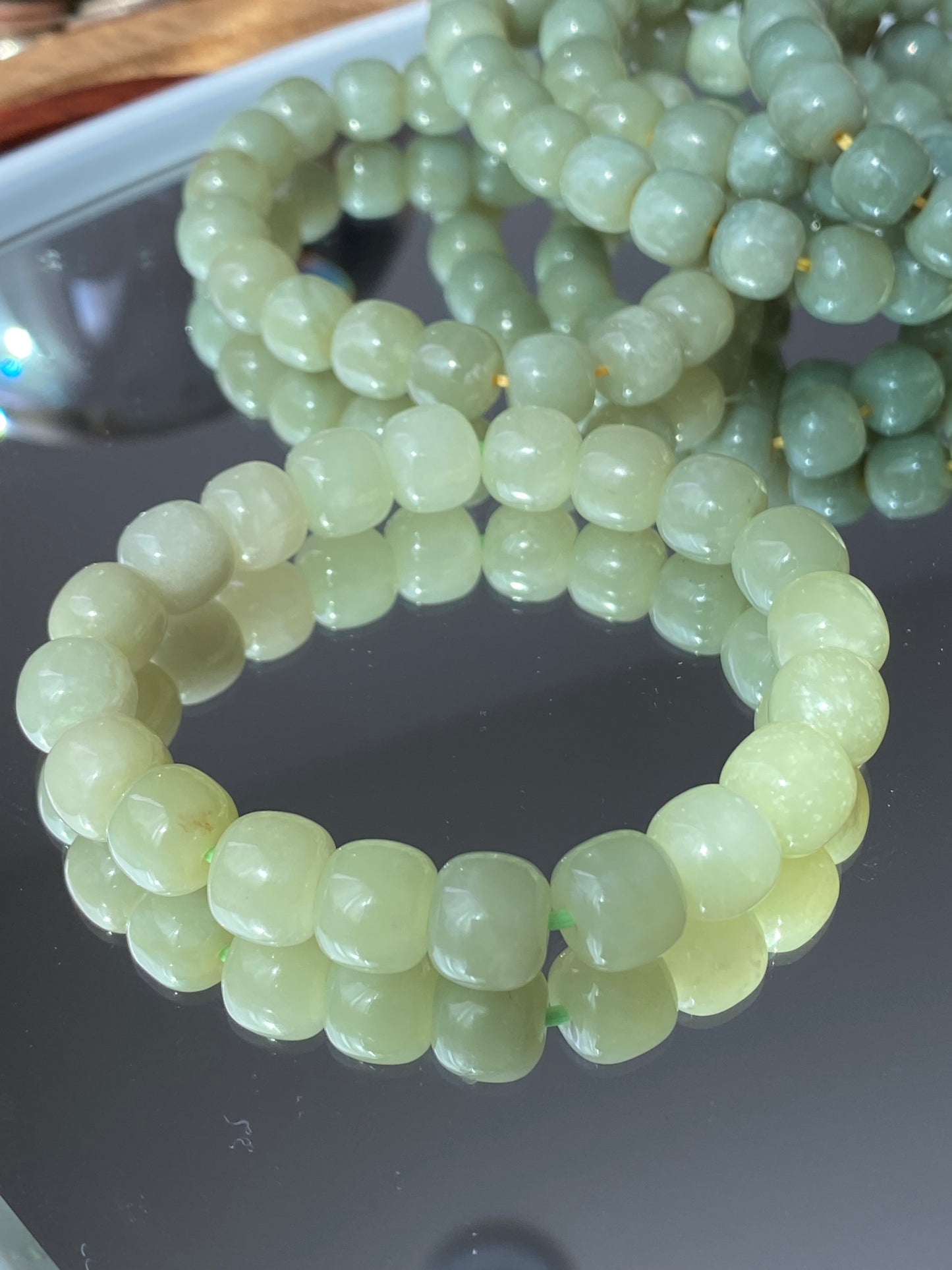 AAA Natural light green Jade square bead handmade Bracelet Best lucky Gift for her,gift for Mom,meditation crystal bracelet gift for him