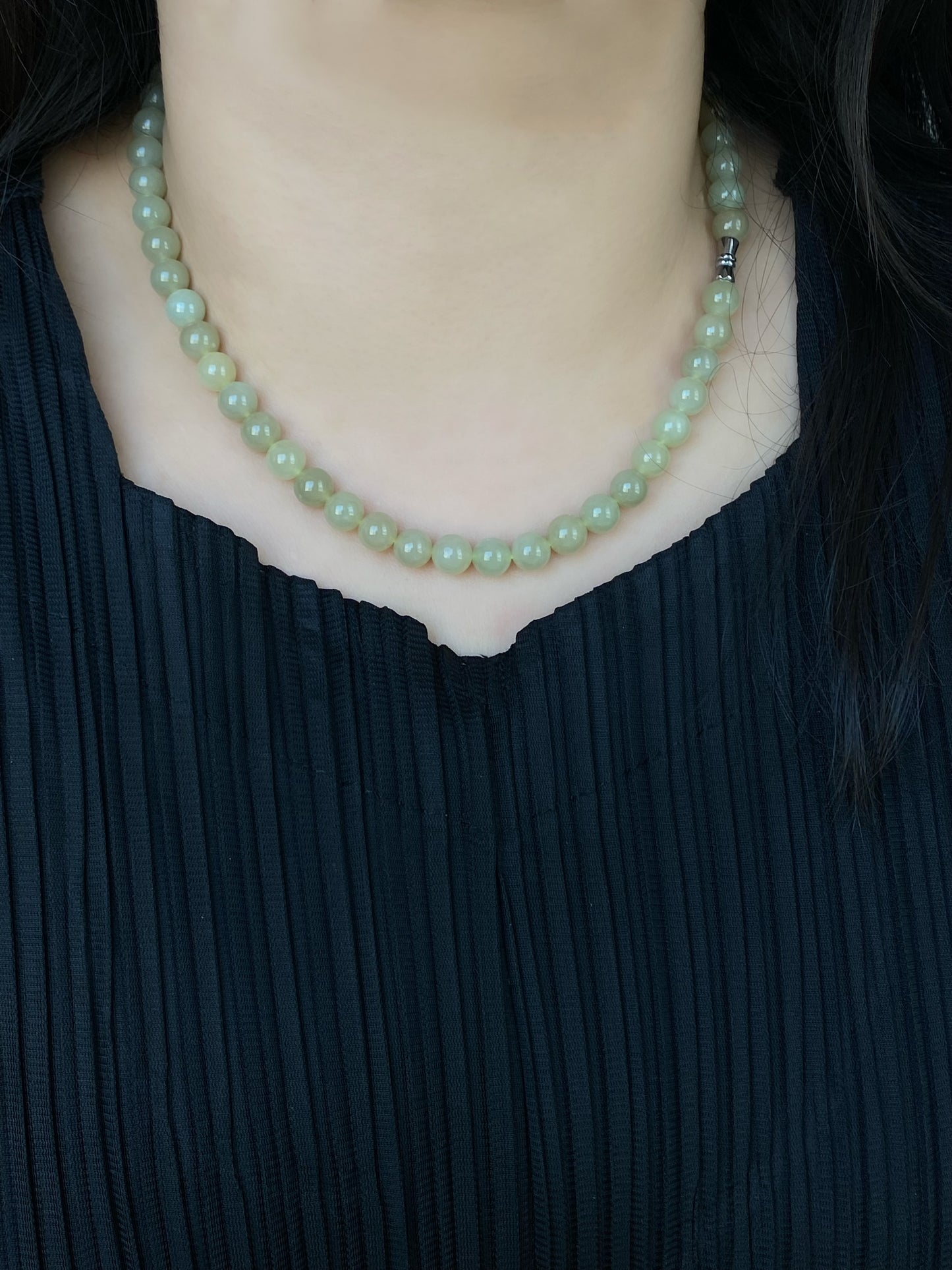 High Grade Natural Light Green Smooth Round Lucky Jade Bead Necklace | birthdays Gift| anniversaries gift-mothers day gift for her-翡翠-ヒスイ