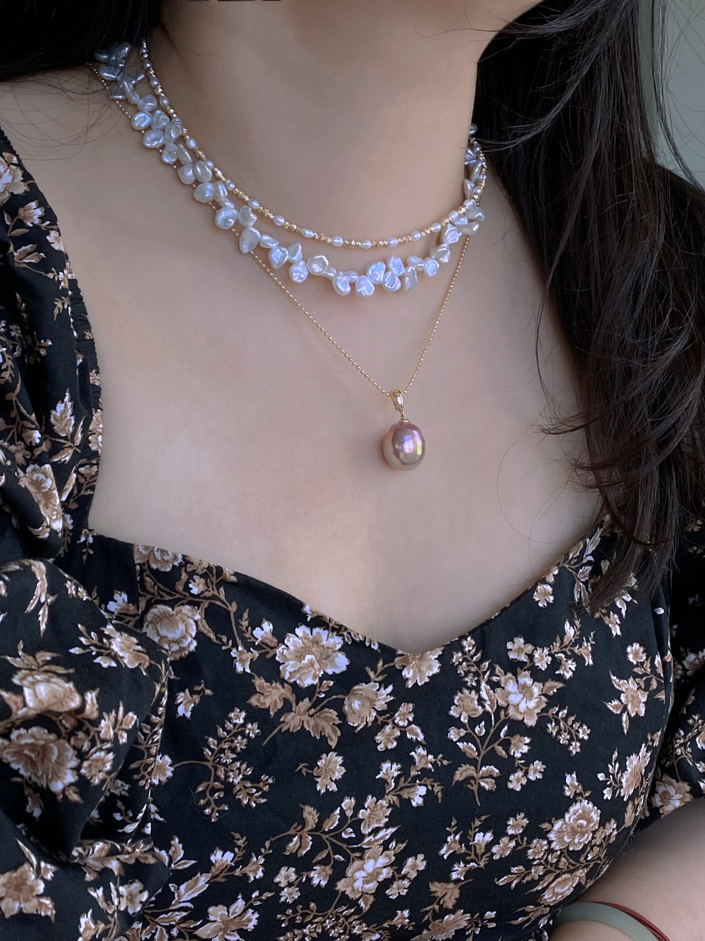 Blooming Flowers Layering Pearl Choker Elegant Baroque Pearl Jewelry Statement Pearl Necklace anniversary gift for her Bridesmaid Gift
