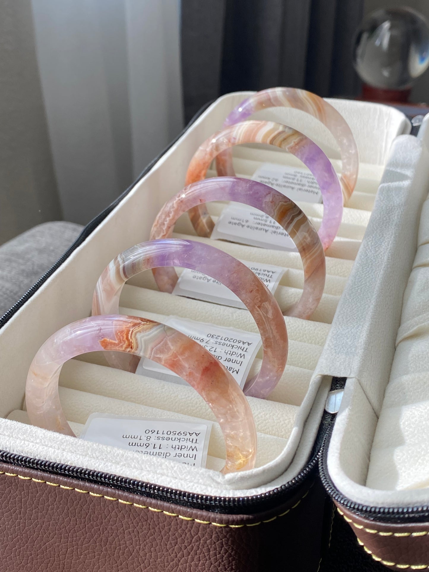 Natural Auralite Agate Bangle Bracelet | Energy Healing Crystal Bracelet- Elegant Gradient gemstone gift for her multi-color bangle