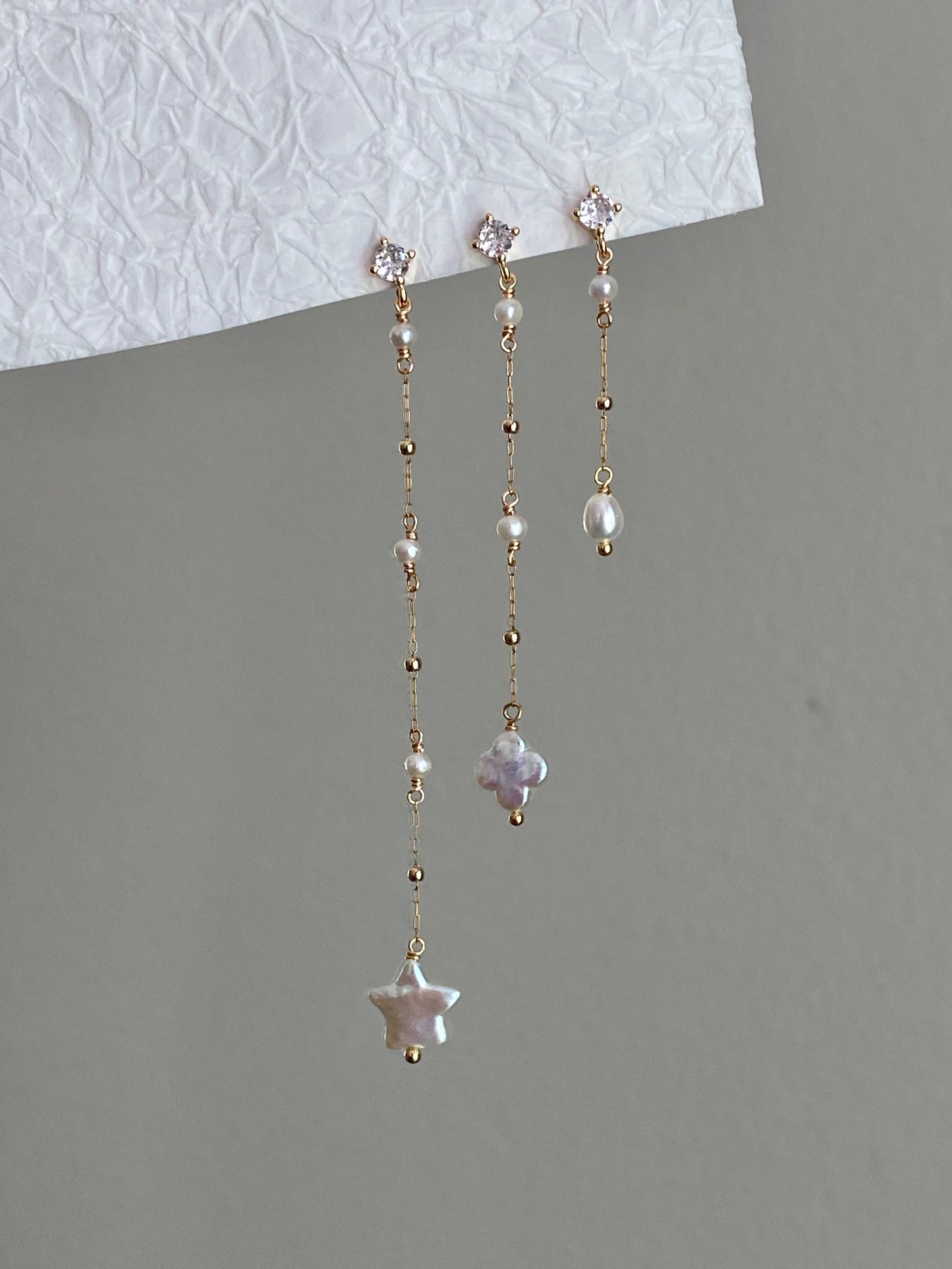 Celeste Wish Dangle Earrings Baroque Pearl Earrings Layering Earrings, Wedding Jewelry, Elegant Pearl Drop Earrings, Handmade Gift for Her