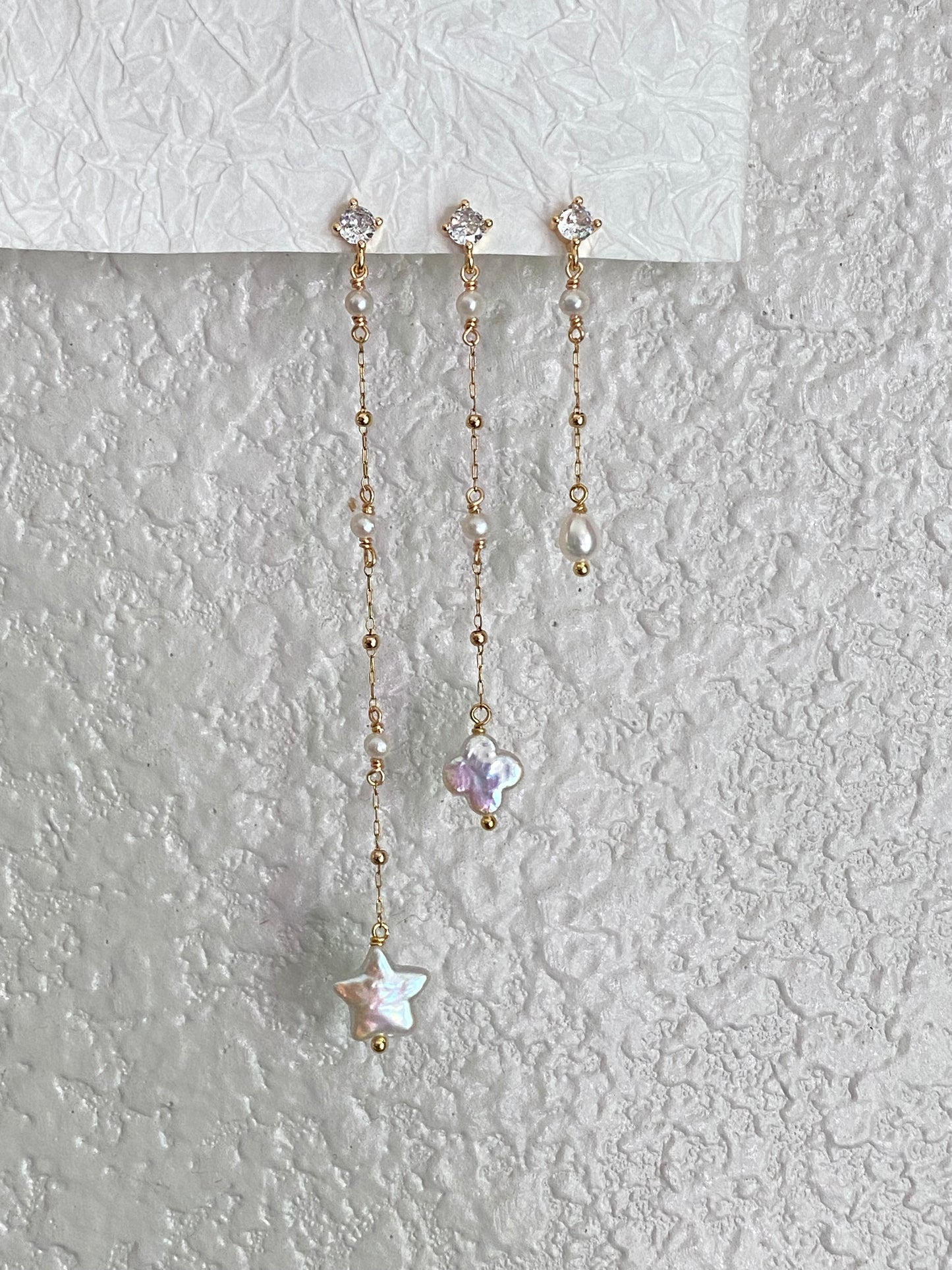 Celeste Wish Dangle Earrings Baroque Pearl Earrings Layering Earrings, Wedding Jewelry, Elegant Pearl Drop Earrings, Handmade Gift for Her
