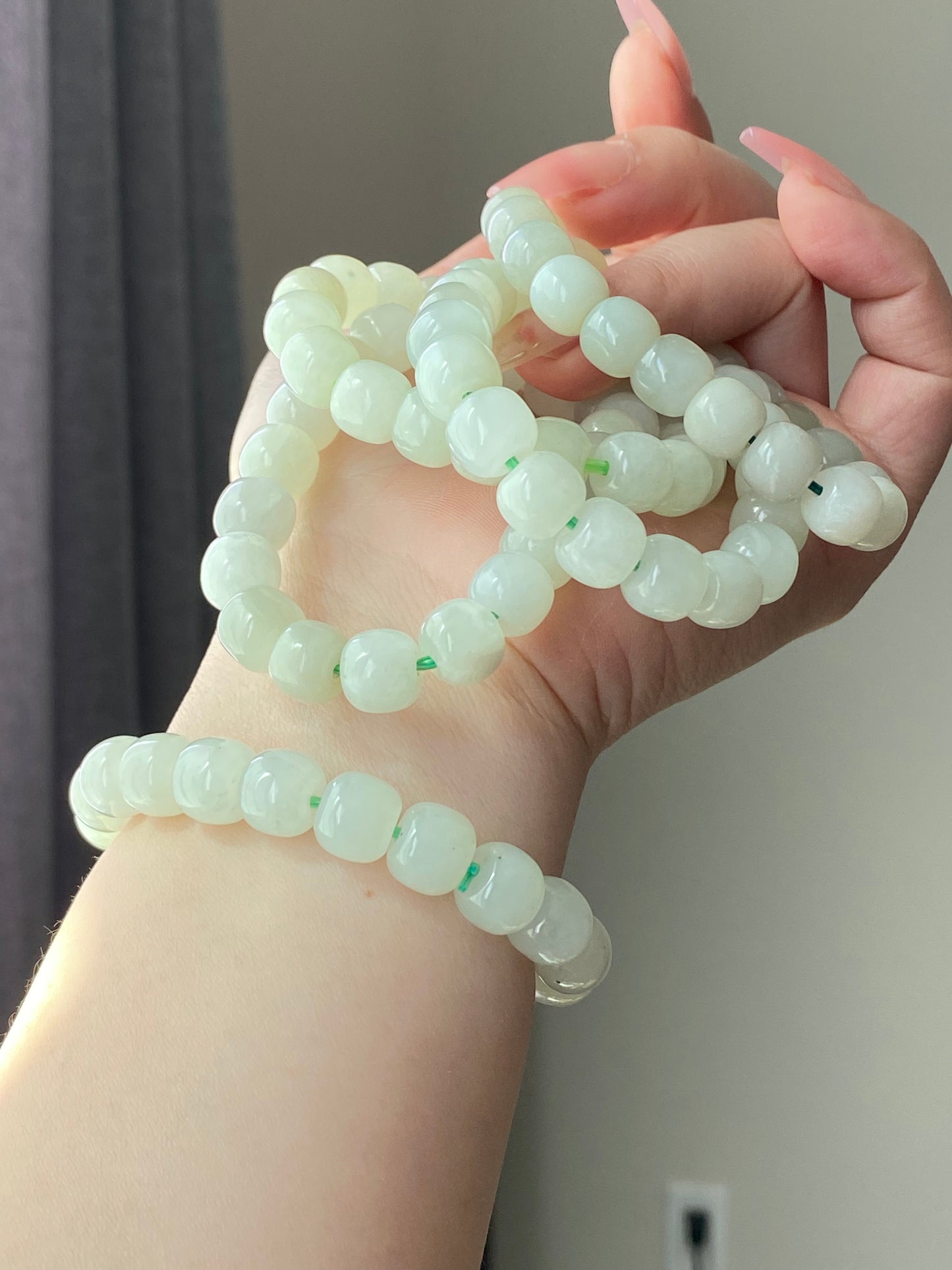 AA Natural White Jade square bead handmade Bracelet Best lucky Gift for her,gift for Mom,meditation crystal bracelet gift for him