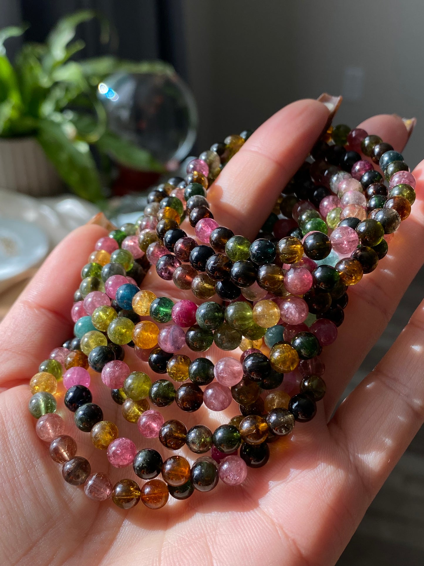 AAAAA Grade Natural Rainbow Candy Tourmaline,watermelon Tourmaline,peace happy bead bracelet 5-6mm,gift for her