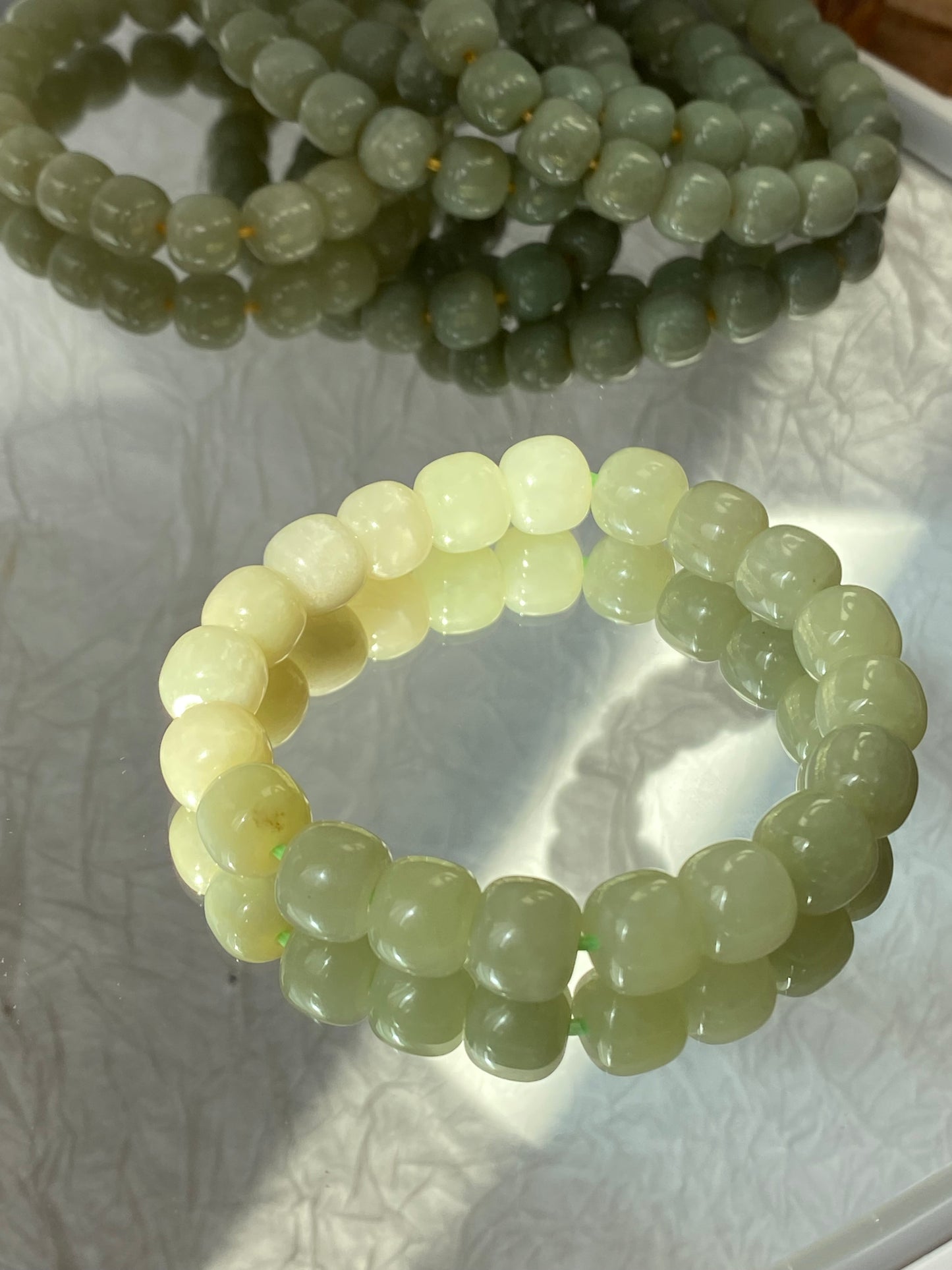AAA Natural light green Jade square bead handmade Bracelet Best lucky Gift for her,gift for Mom,meditation crystal bracelet gift for him
