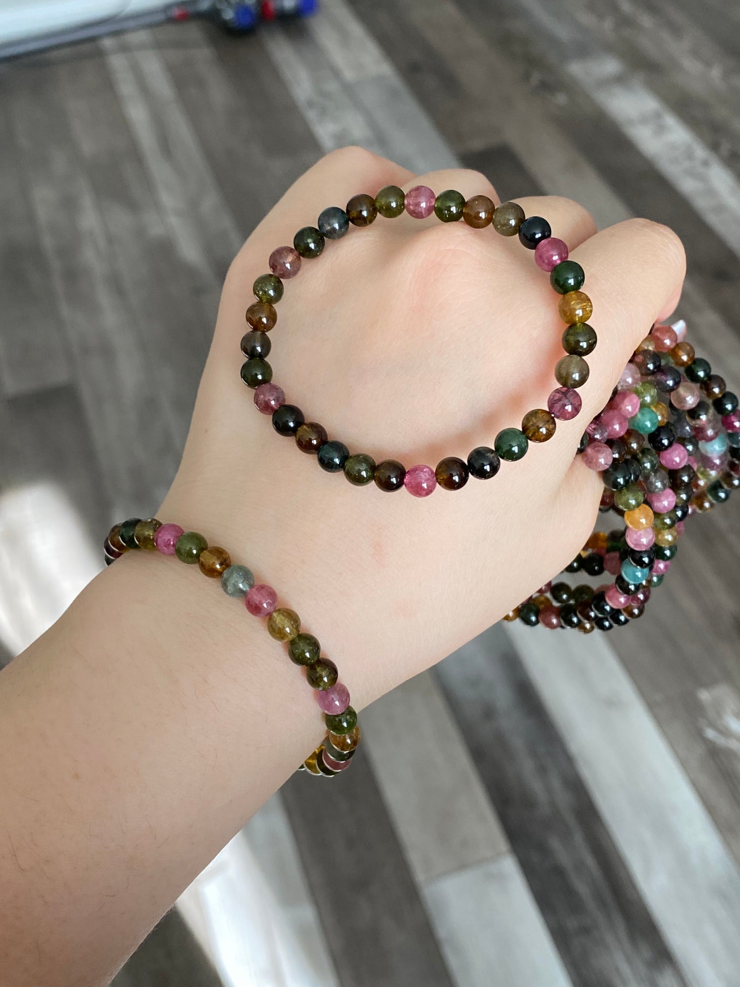 AAAAA Grade Natural Rainbow Candy Tourmaline,watermelon Tourmaline,peace happy bead bracelet 5-6mm,gift for her