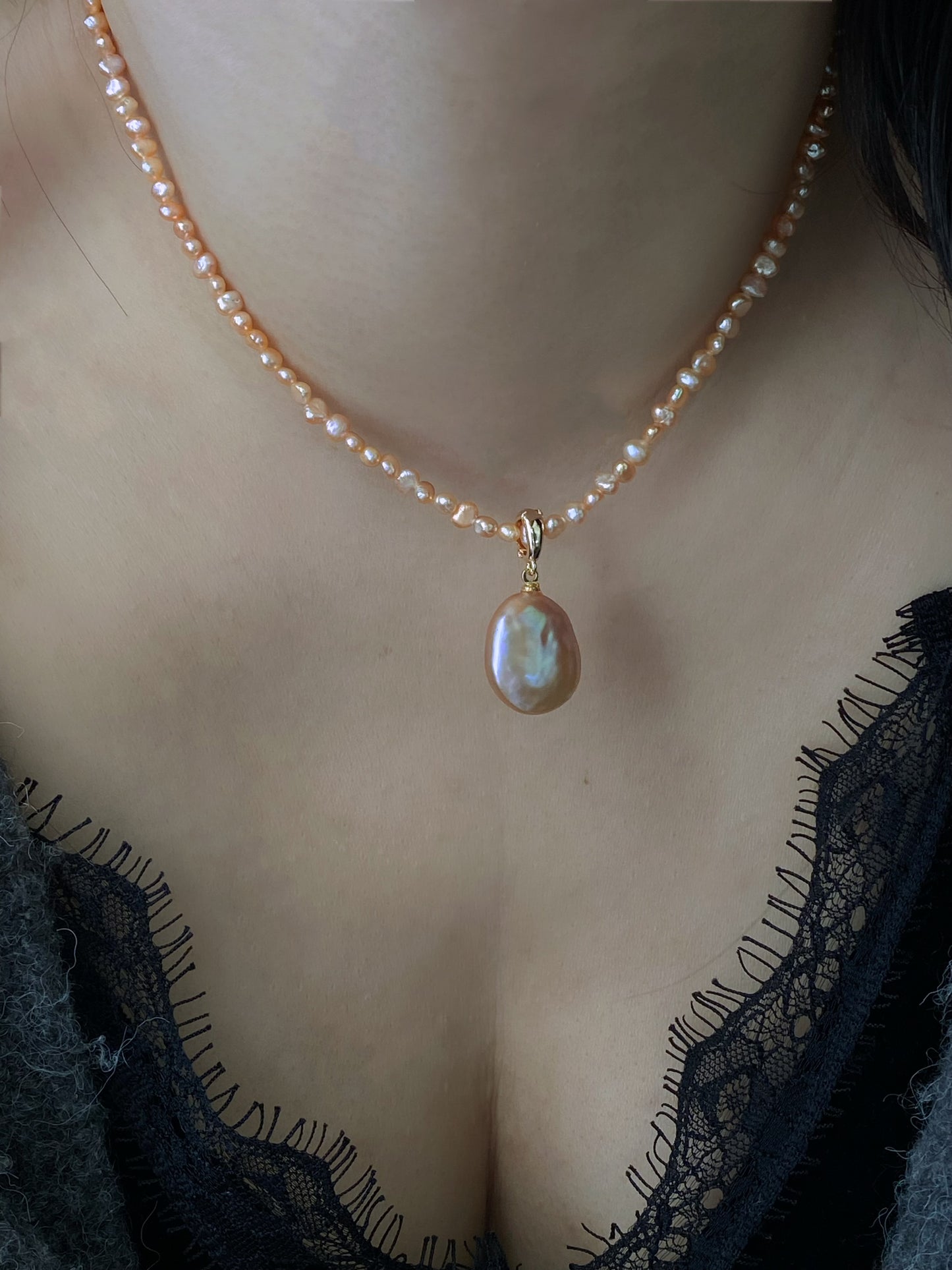Spring exclusives Handmade Minimalist tiny colorful petal pearl dainty chocker necklace with removal pendant gift for her anniversary gift