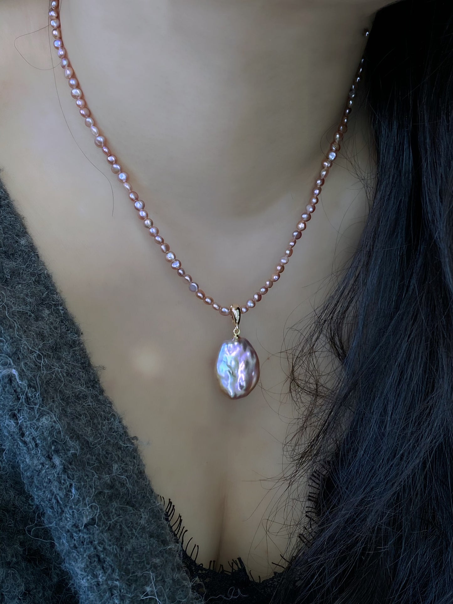 Spring exclusives Handmade Minimalist tiny colorful petal pearl dainty chocker necklace with removal pendant gift for her anniversary gift