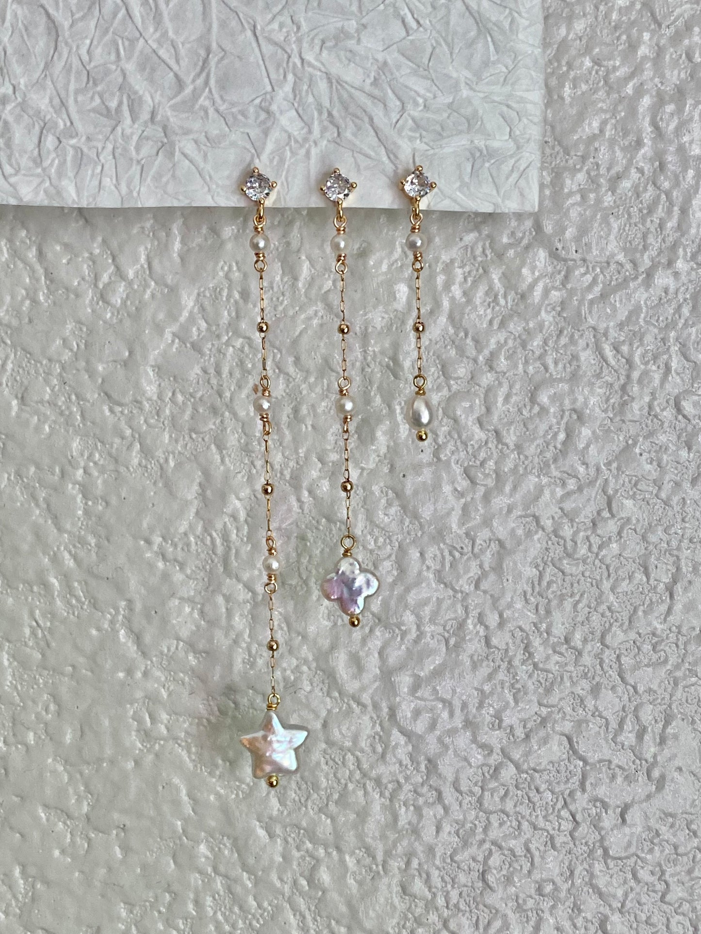 Celeste Wish Dangle Earrings Baroque Pearl Earrings Layering Earrings, Wedding Jewelry, Elegant Pearl Drop Earrings, Handmade Gift for Her