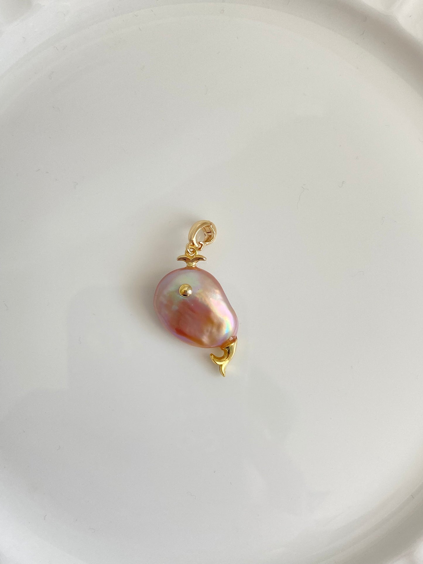 Ocean Whispers Baroque Pearl Whale Necklace Pendant | Unique Handmade Gift for her clip-on necklace charm Dolphin necklace coastle style