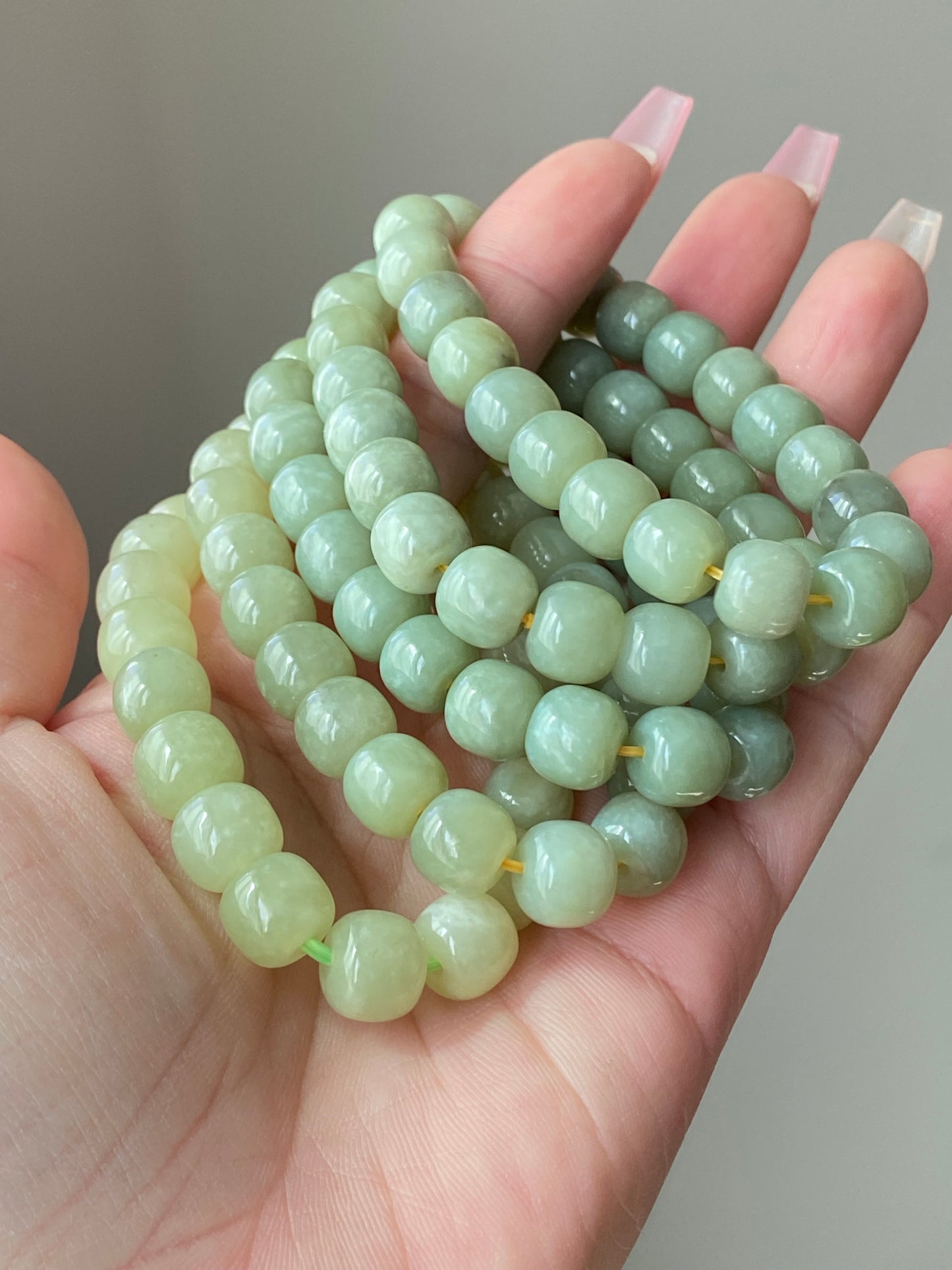 AAA Natural light green Jade square bead handmade Bracelet Best lucky Gift for her,gift for Mom,meditation crystal bracelet gift for him