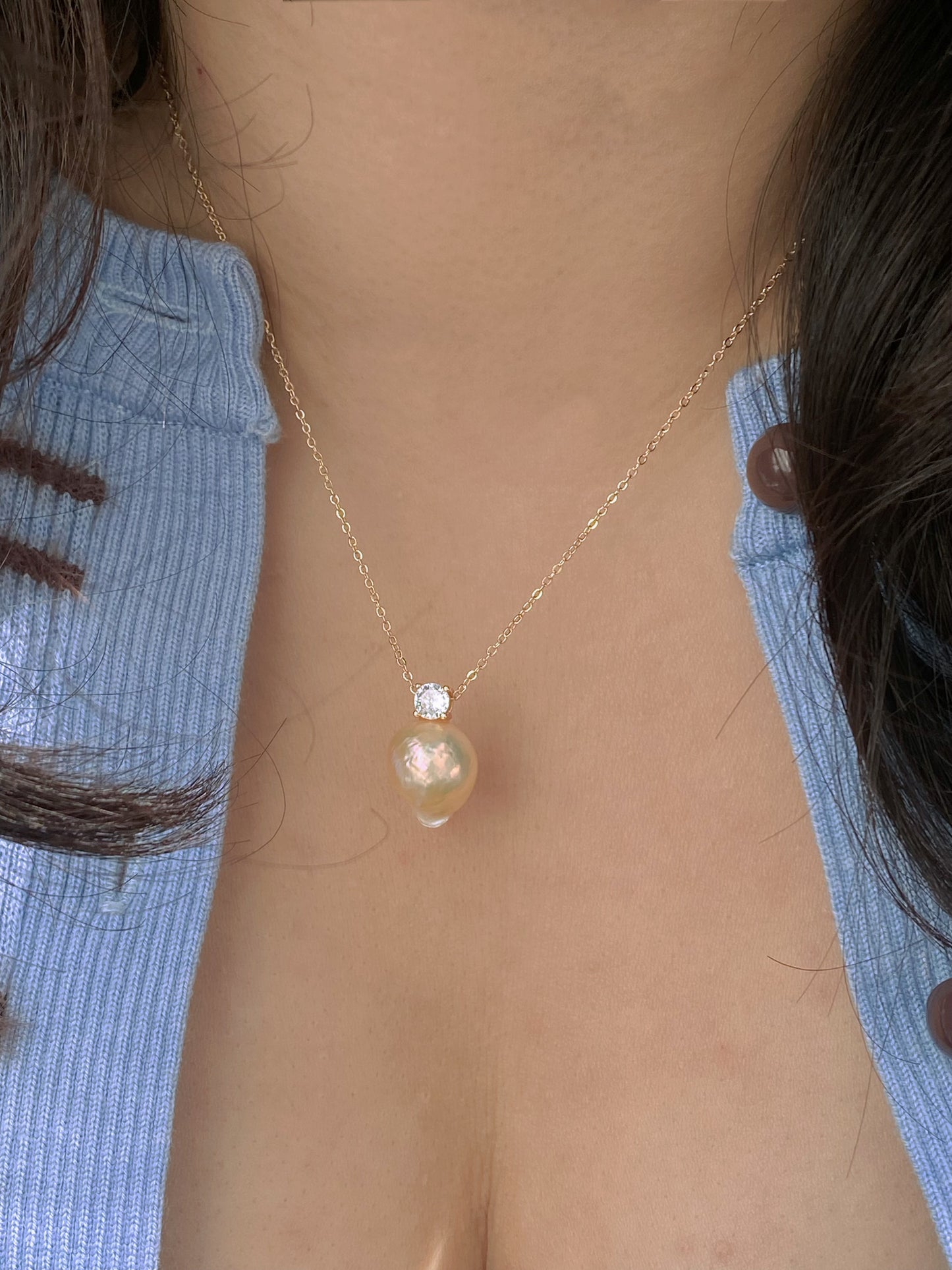 Elegant Dainty Natural freshwater baroque pearl pendant necklace custom made pendant choker necklace birthday gift for her anniversary gift
