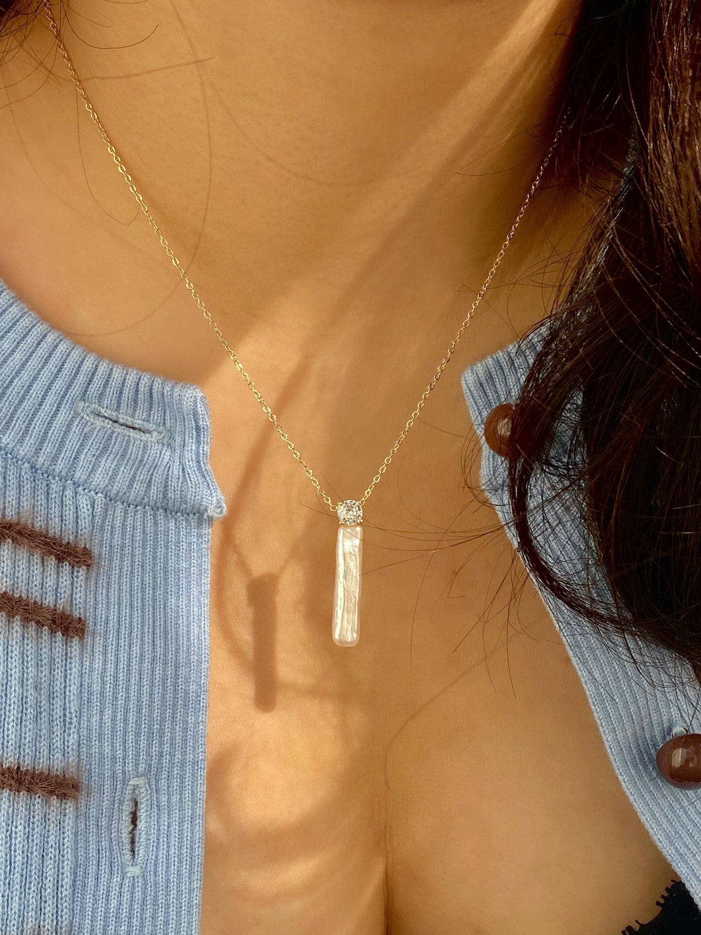Elegant Dainty Natural freshwater baroque pearl pendant necklace custom made pendant choker necklace birthday gift for her anniversary gift