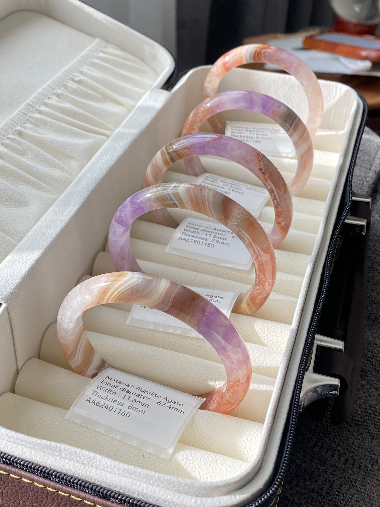 Natural Auralite Agate Bangle Bracelet | Energy Healing Crystal Bracelet- Elegant Gradient gemstone gift for her multi-color bangle