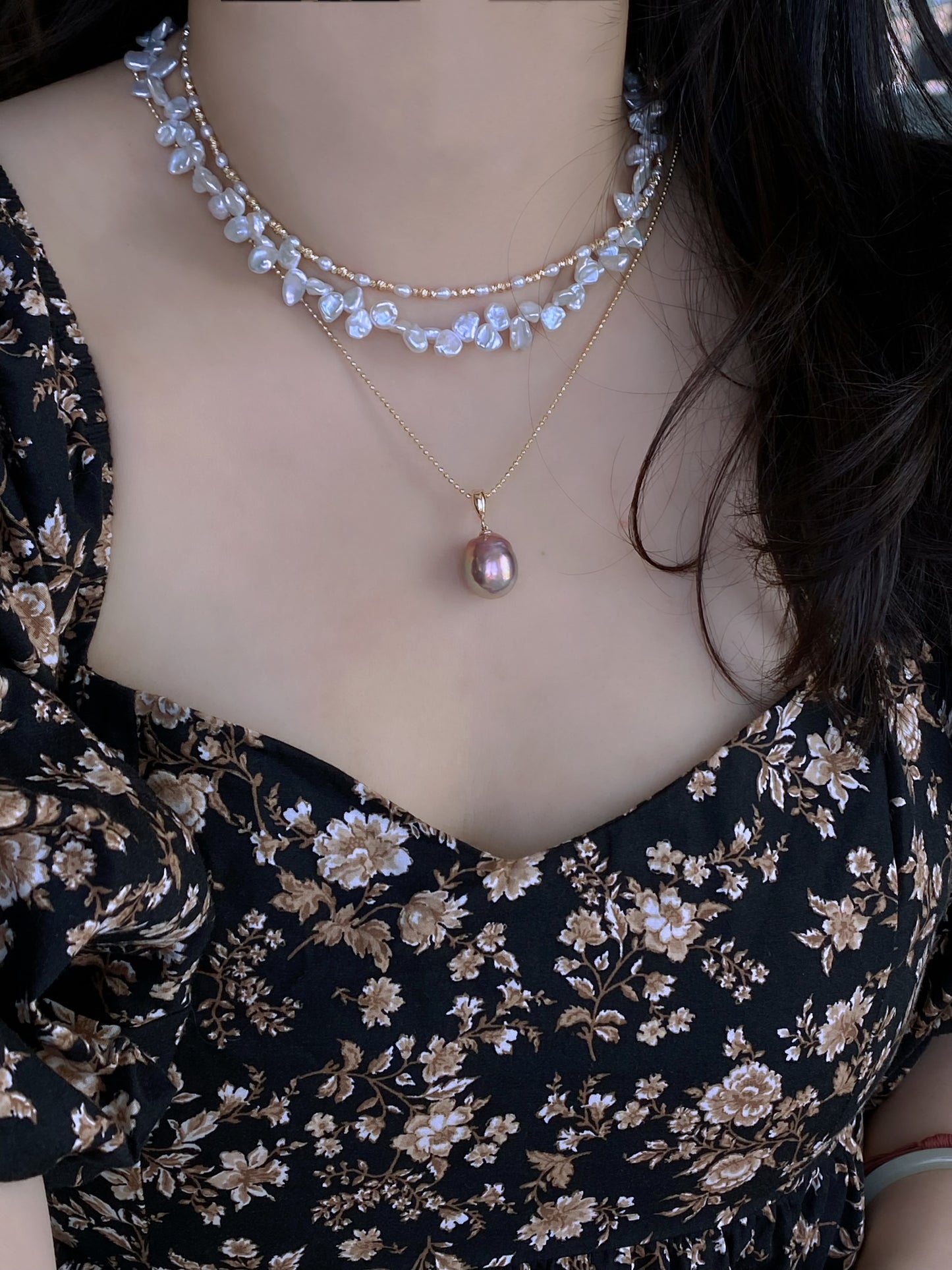 Blooming Flowers Layering Pearl Choker Elegant Baroque Pearl Jewelry Statement Pearl Necklace anniversary gift for her Bridesmaid Gift