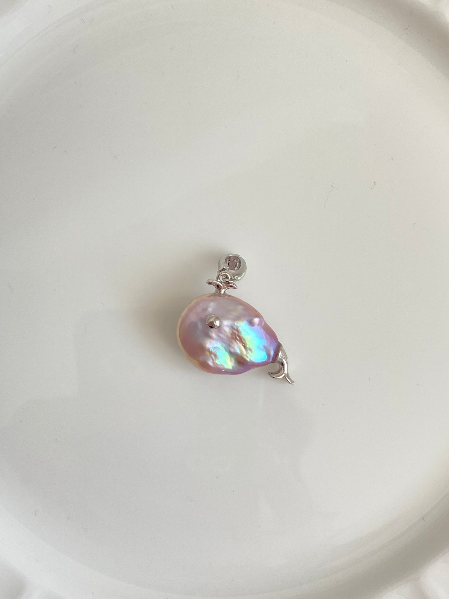 Ocean Whispers Baroque Pearl Whale Necklace Pendant | Unique Handmade Gift for her clip-on necklace charm Dolphin necklace coastle style