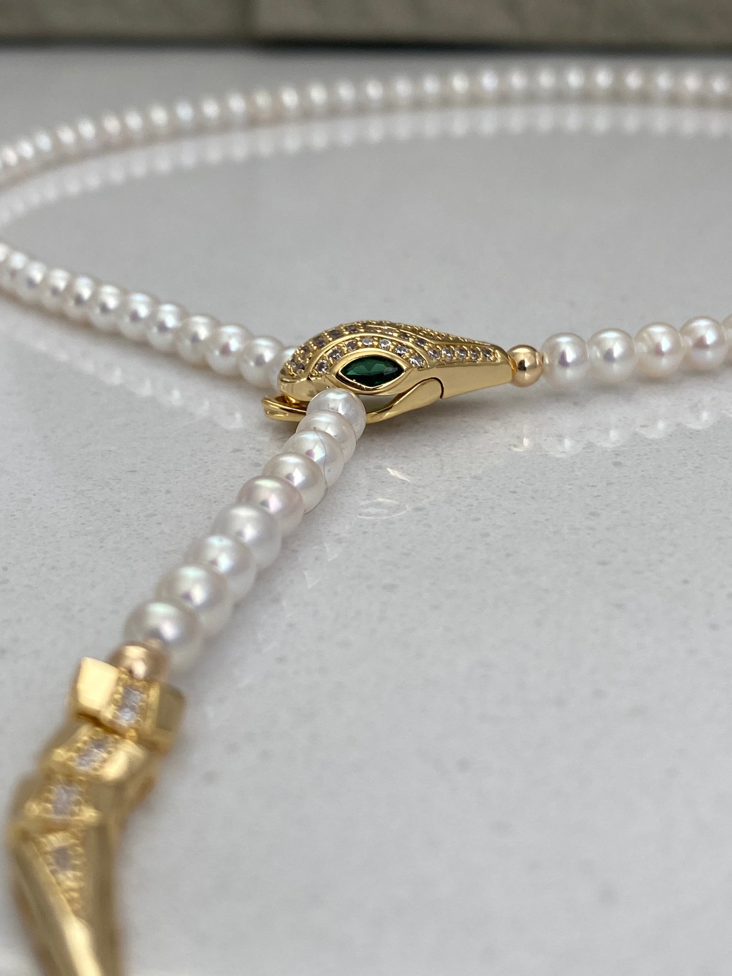 Unique Luxury Freshwater Pearl Adjustable Pearl Necklace with Snake Clasp Choker Necklace Wedding Jewelry gift for her anniversary gift