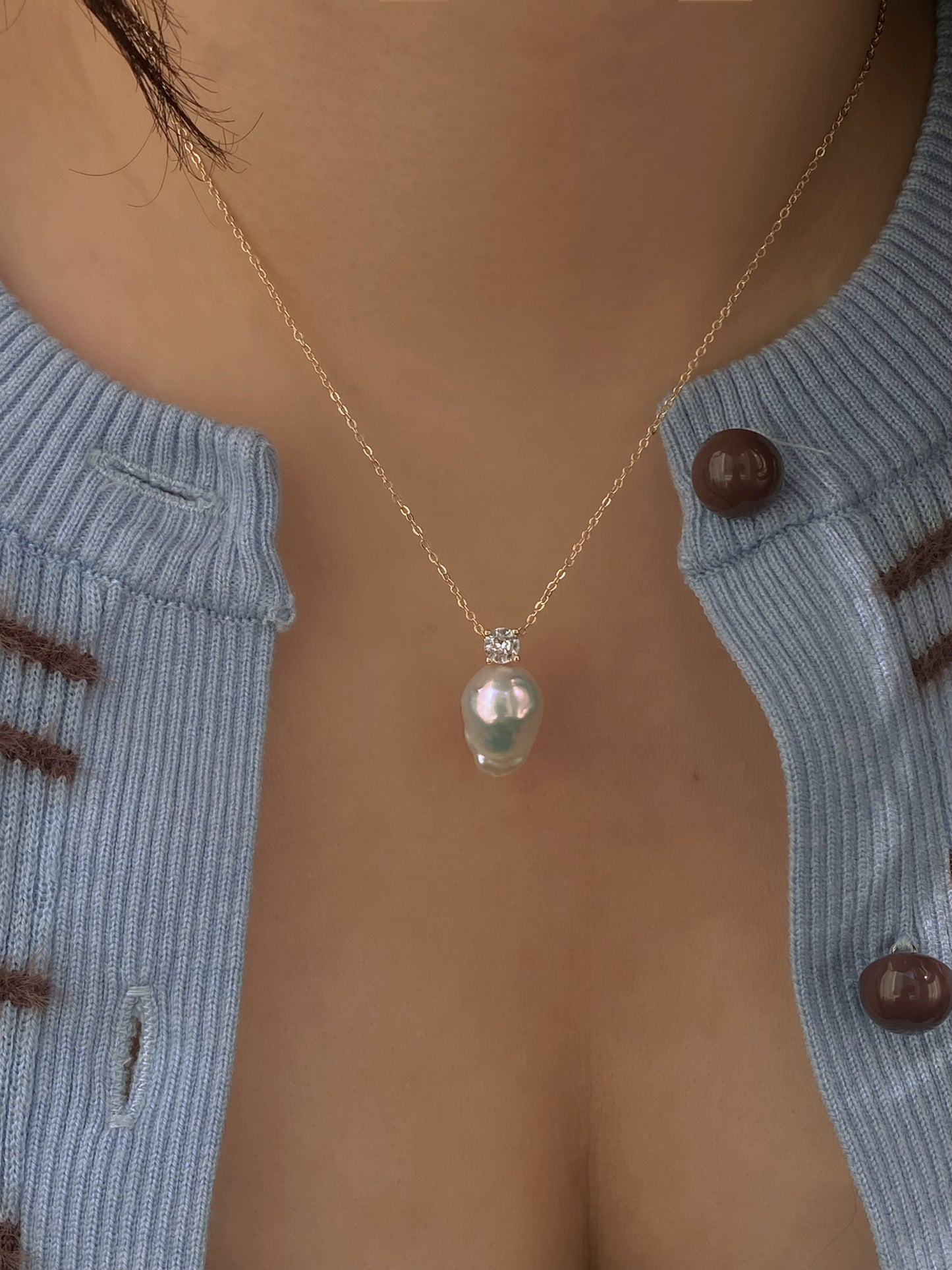 Elegant Dainty Natural freshwater baroque pearl pendant necklace custom made pendant choker necklace birthday gift for her anniversary gift
