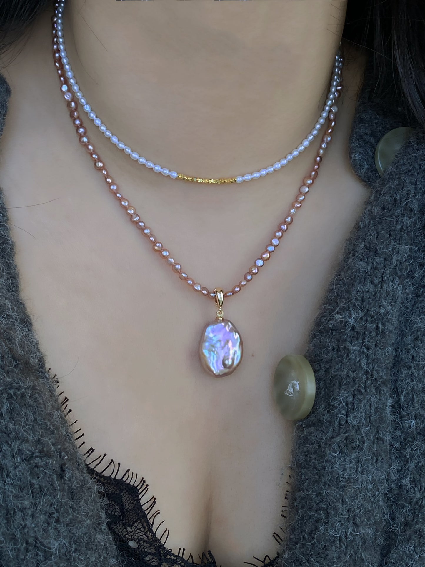 Spring exclusives Handmade Minimalist tiny colorful petal pearl dainty chocker necklace with removal pendant gift for her anniversary gift