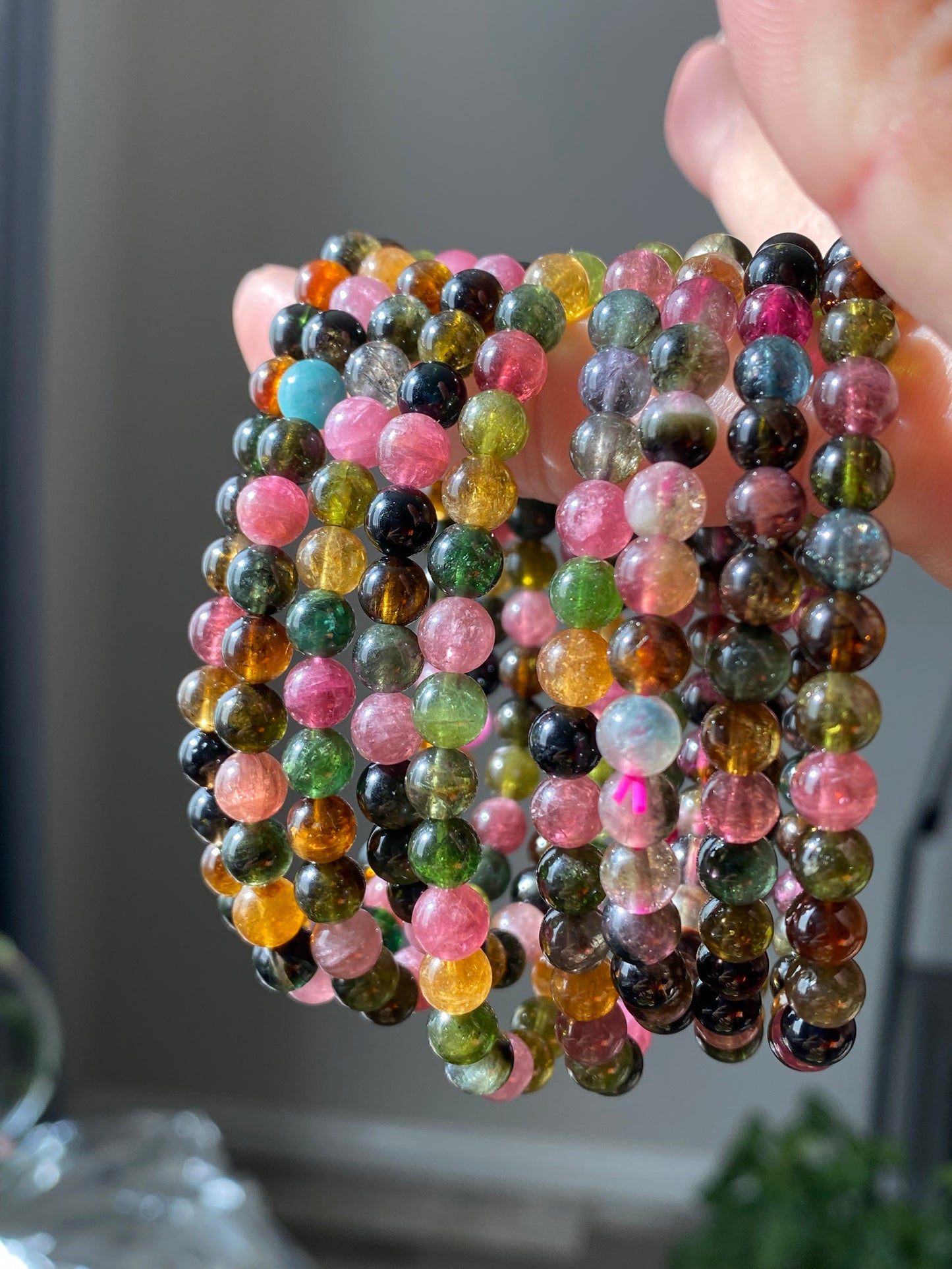 AAAAA Grade Natural Rainbow Candy Tourmaline,watermelon Tourmaline,peace happy bead bracelet 5-6mm,gift for her