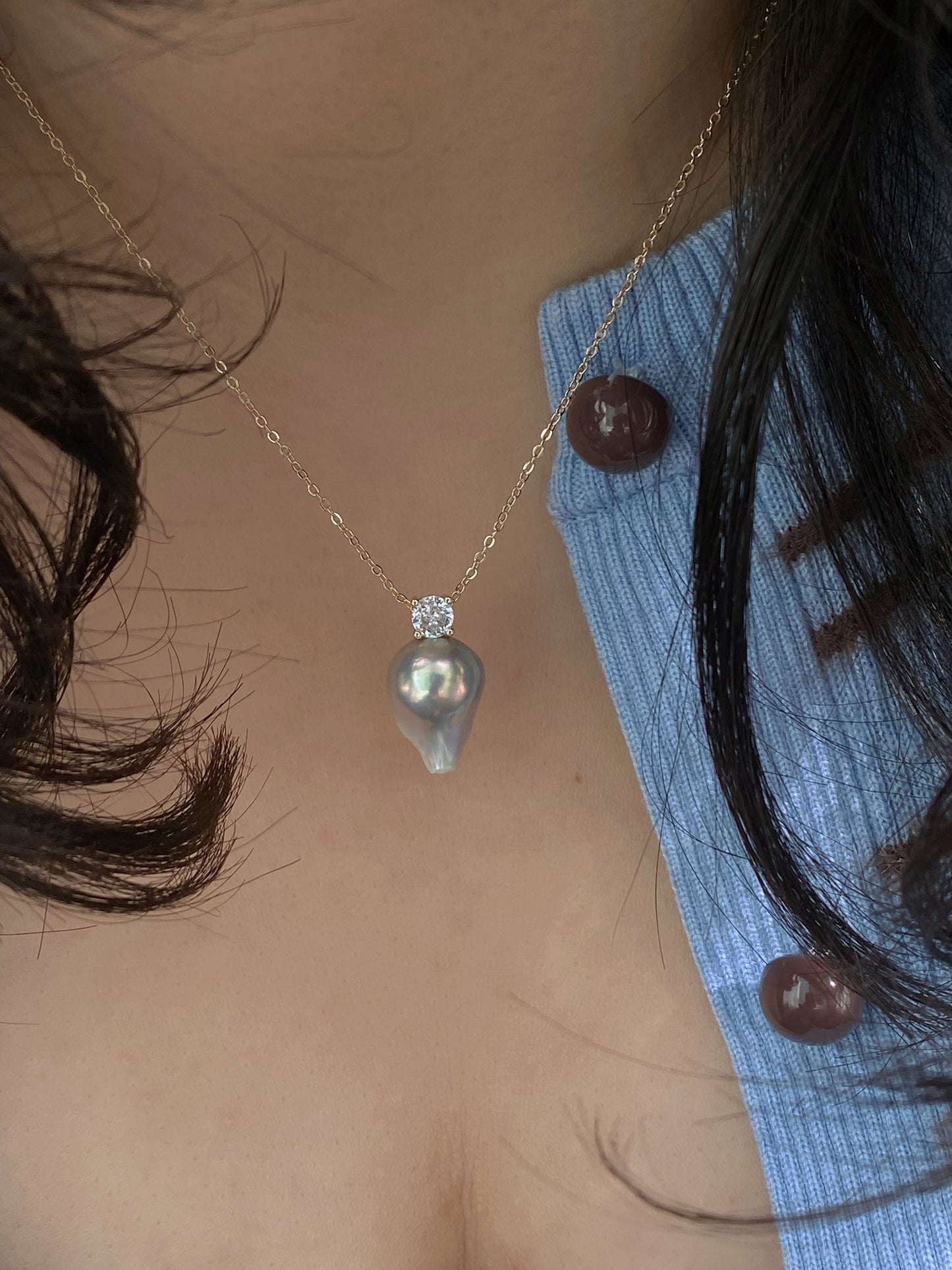 Elegant Dainty Natural freshwater baroque pearl pendant necklace custom made pendant choker necklace birthday gift for her anniversary gift
