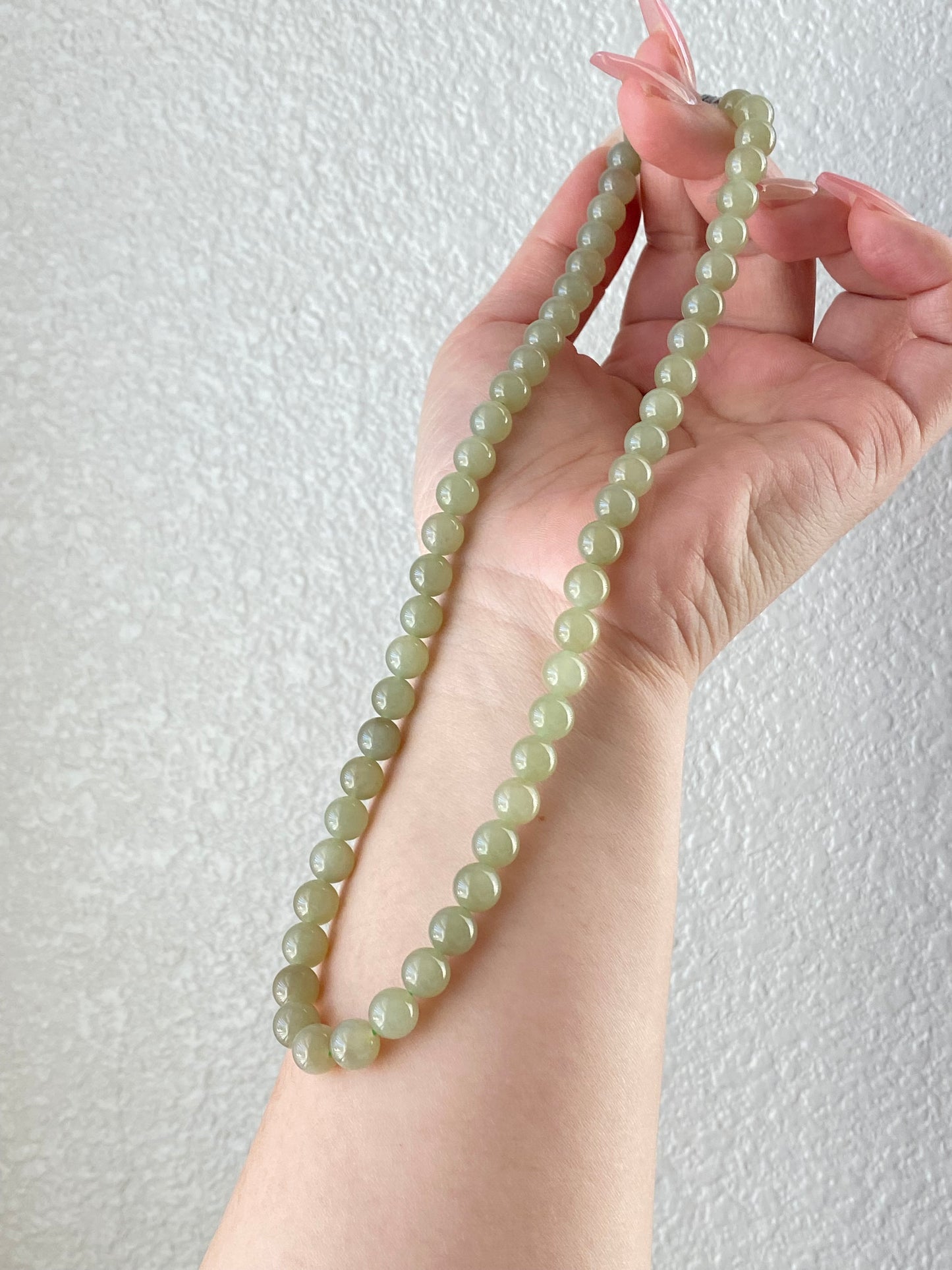 High Grade Natural Light Green Smooth Round Lucky Jade Bead Necklace | birthdays Gift| anniversaries gift-mothers day gift for her-翡翠-ヒスイ