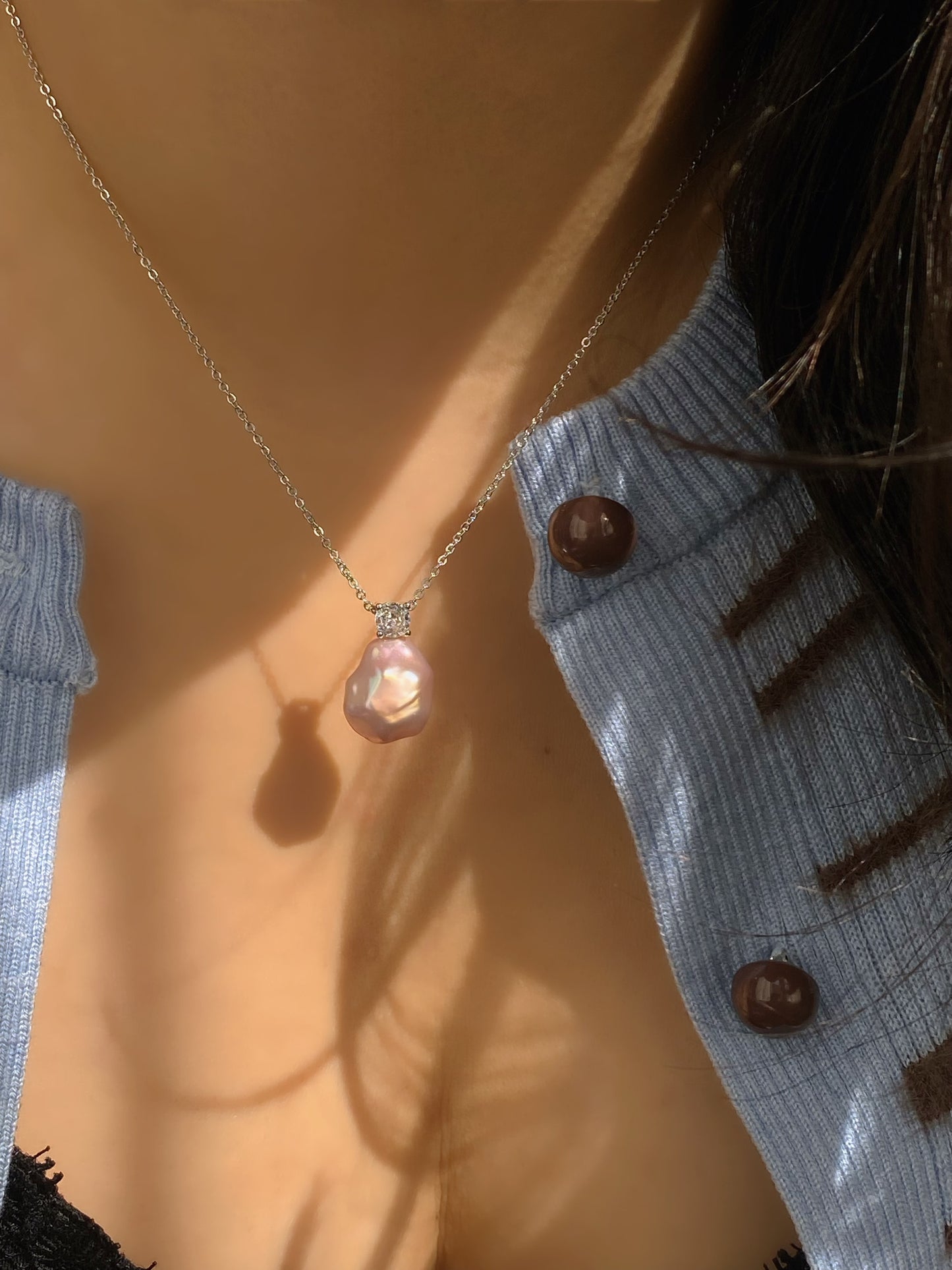 Elegant Dainty Natural freshwater baroque pearl pendant necklace custom made pendant choker necklace birthday gift for her anniversary gift