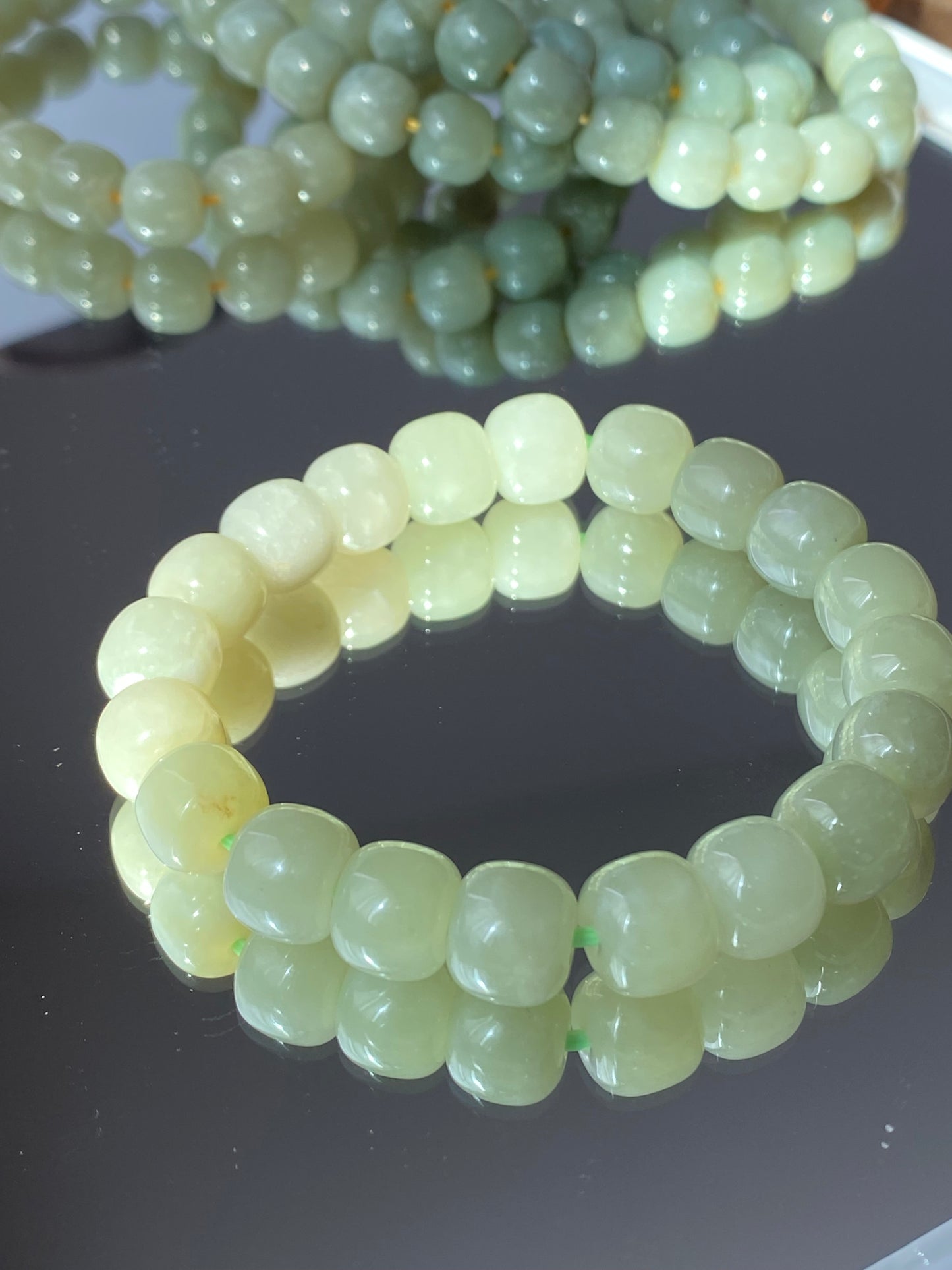 AAA Natural light green Jade square bead handmade Bracelet Best lucky Gift for her,gift for Mom,meditation crystal bracelet gift for him