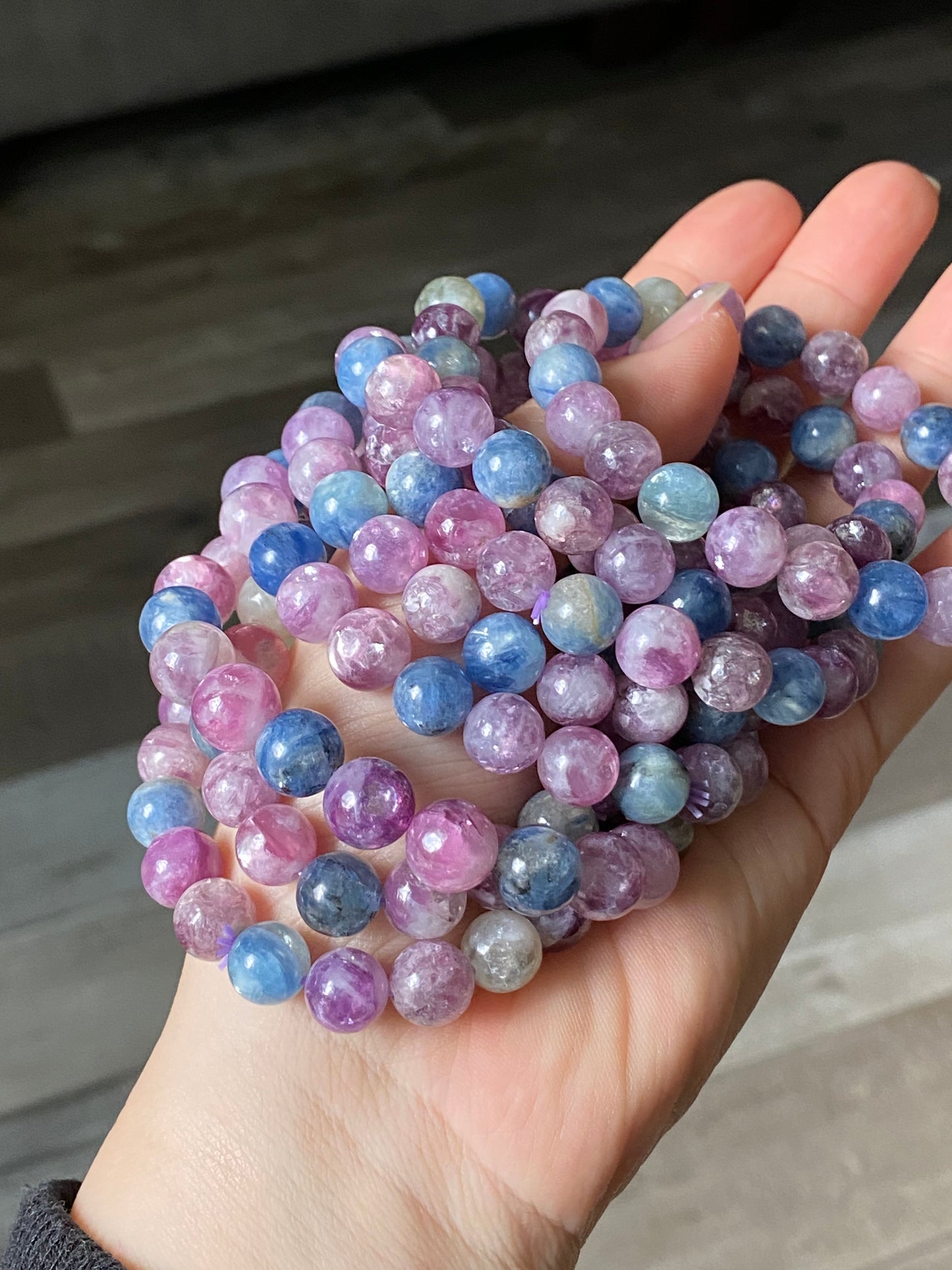 AAAA grade natural colorful mix Lepidolite bracelet, Mica Rutilated Quartz gift for her,birthday gift dainty meditation crystal bracelet