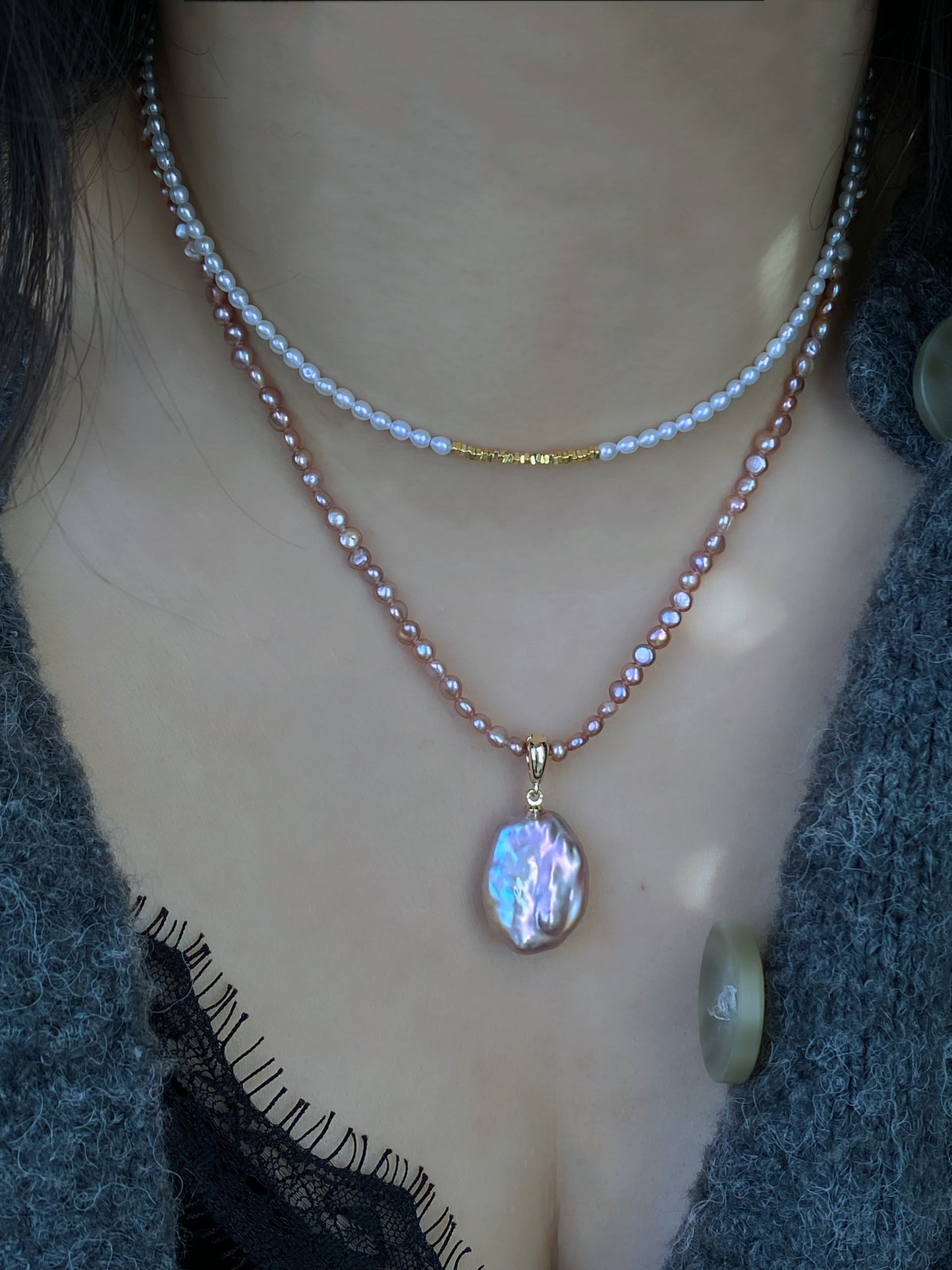 Spring exclusives Handmade Minimalist tiny colorful petal pearl dainty chocker necklace with removal pendant gift for her anniversary gift