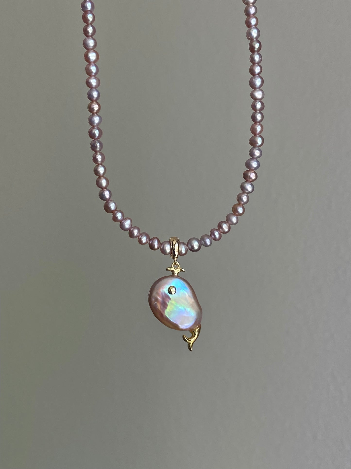 Ocean Whispers Baroque Pearl Whale Necklace Pendant | Unique Handmade Gift for her clip-on necklace charm Dolphin necklace coastle style