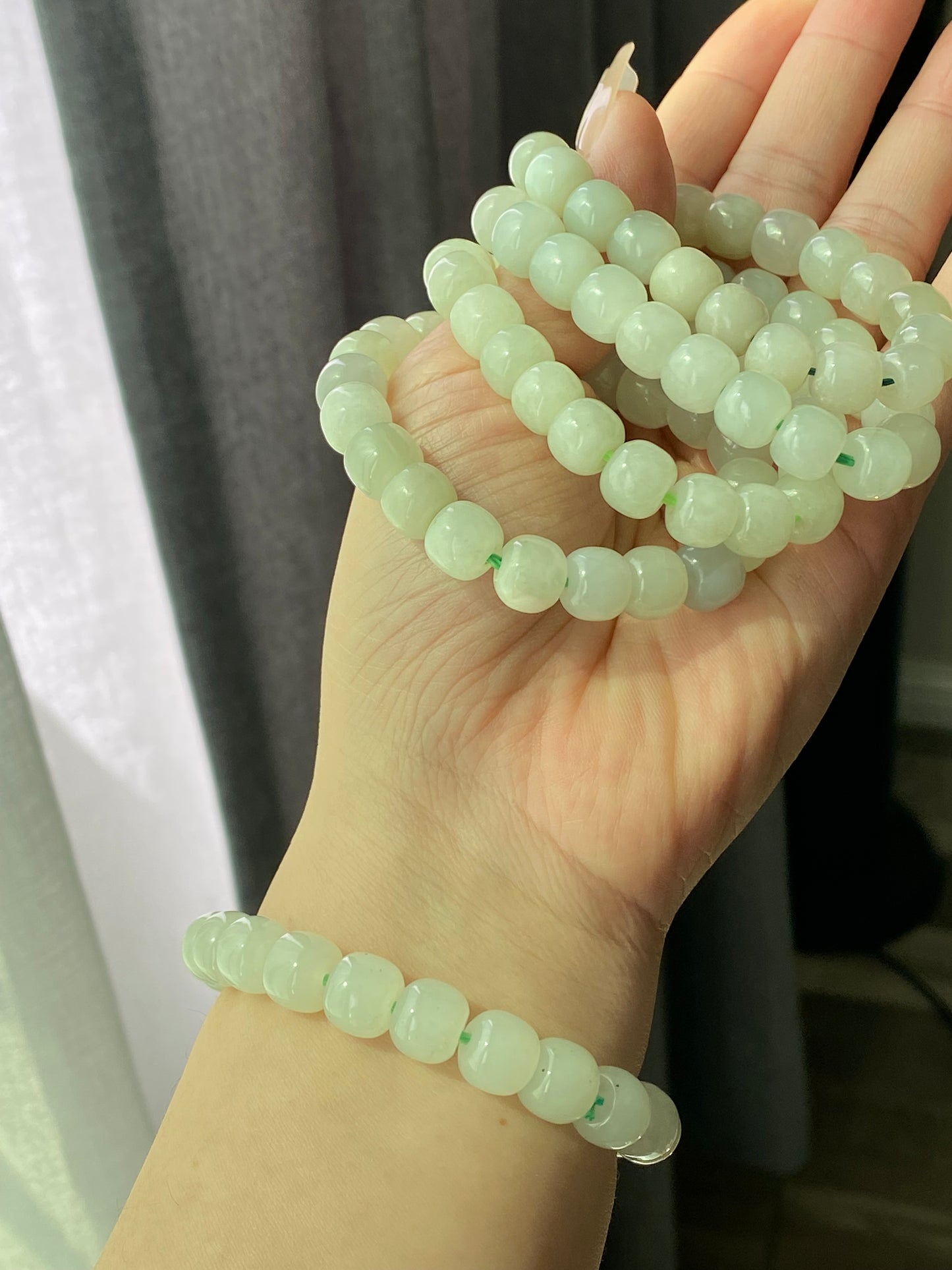 AA Natural White Jade square bead handmade Bracelet Best lucky Gift for her,gift for Mom,meditation crystal bracelet gift for him