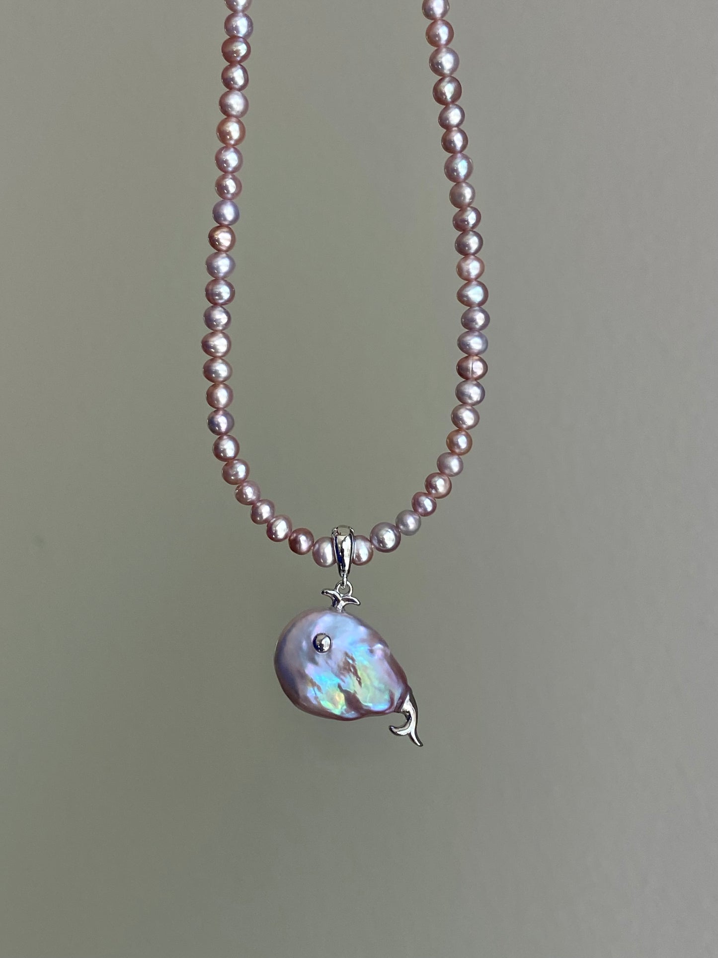 Ocean Whispers Baroque Pearl Whale Necklace Pendant | Unique Handmade Gift for her clip-on necklace charm Dolphin necklace coastle style