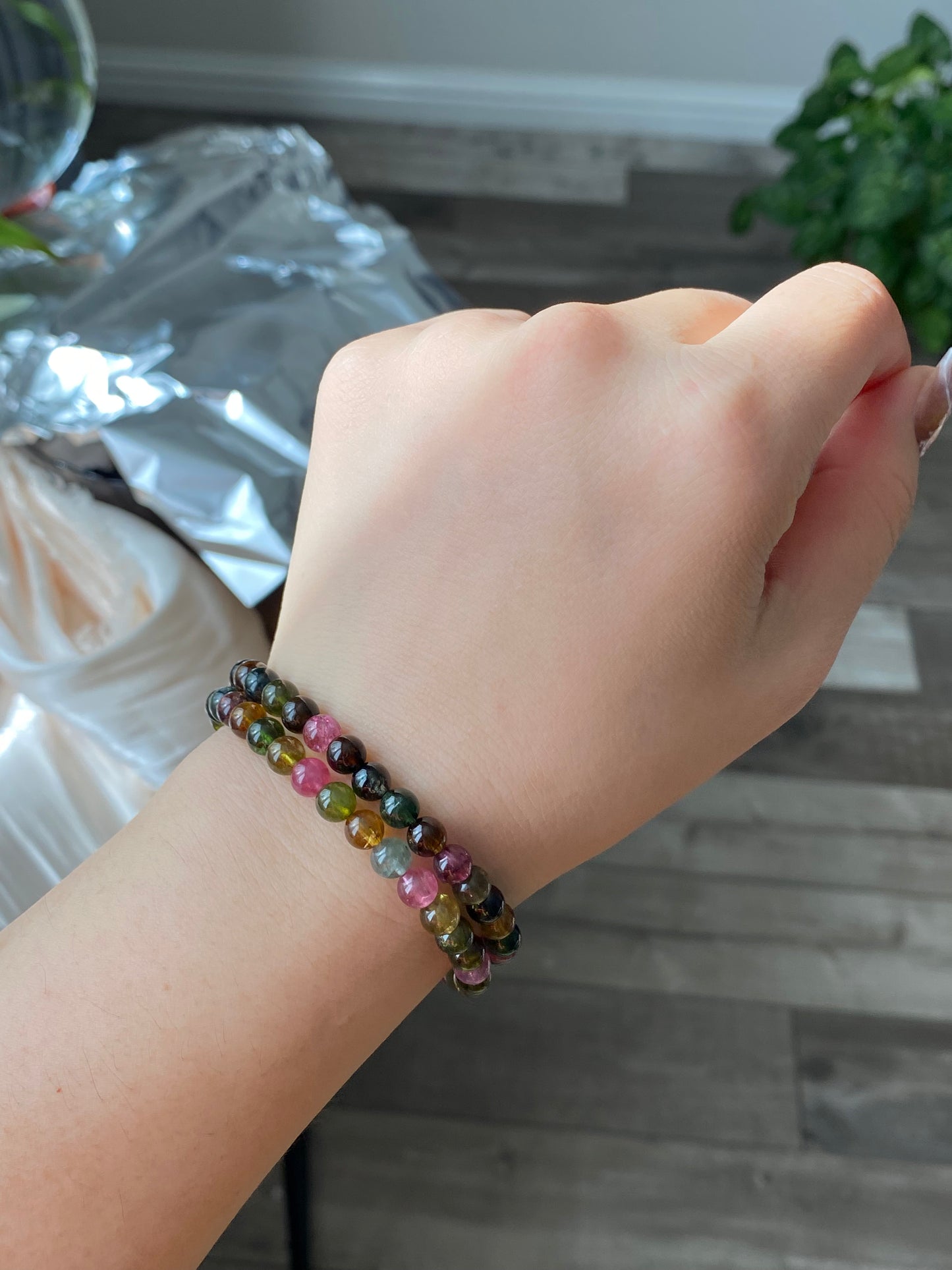 AAAAA Grade Natural Rainbow Candy Tourmaline,watermelon Tourmaline,peace happy bead bracelet 5-6mm,gift for her