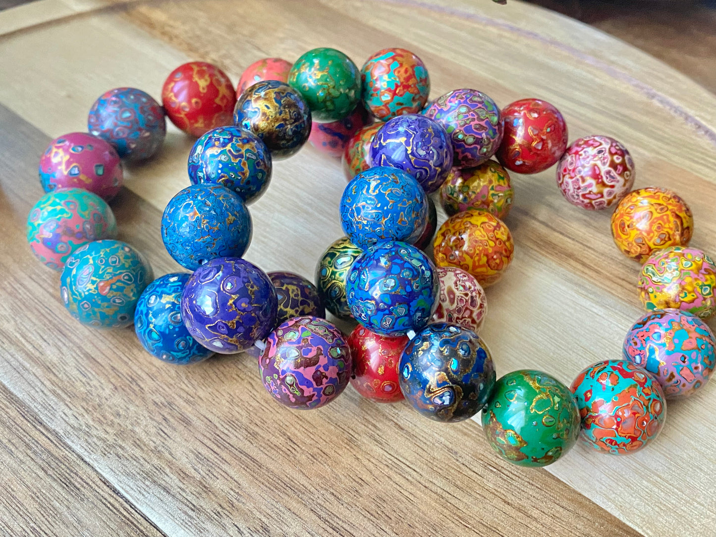 Museum of Art China lacquer Coated on black and ebony and mother of pearl Bead Bracelet