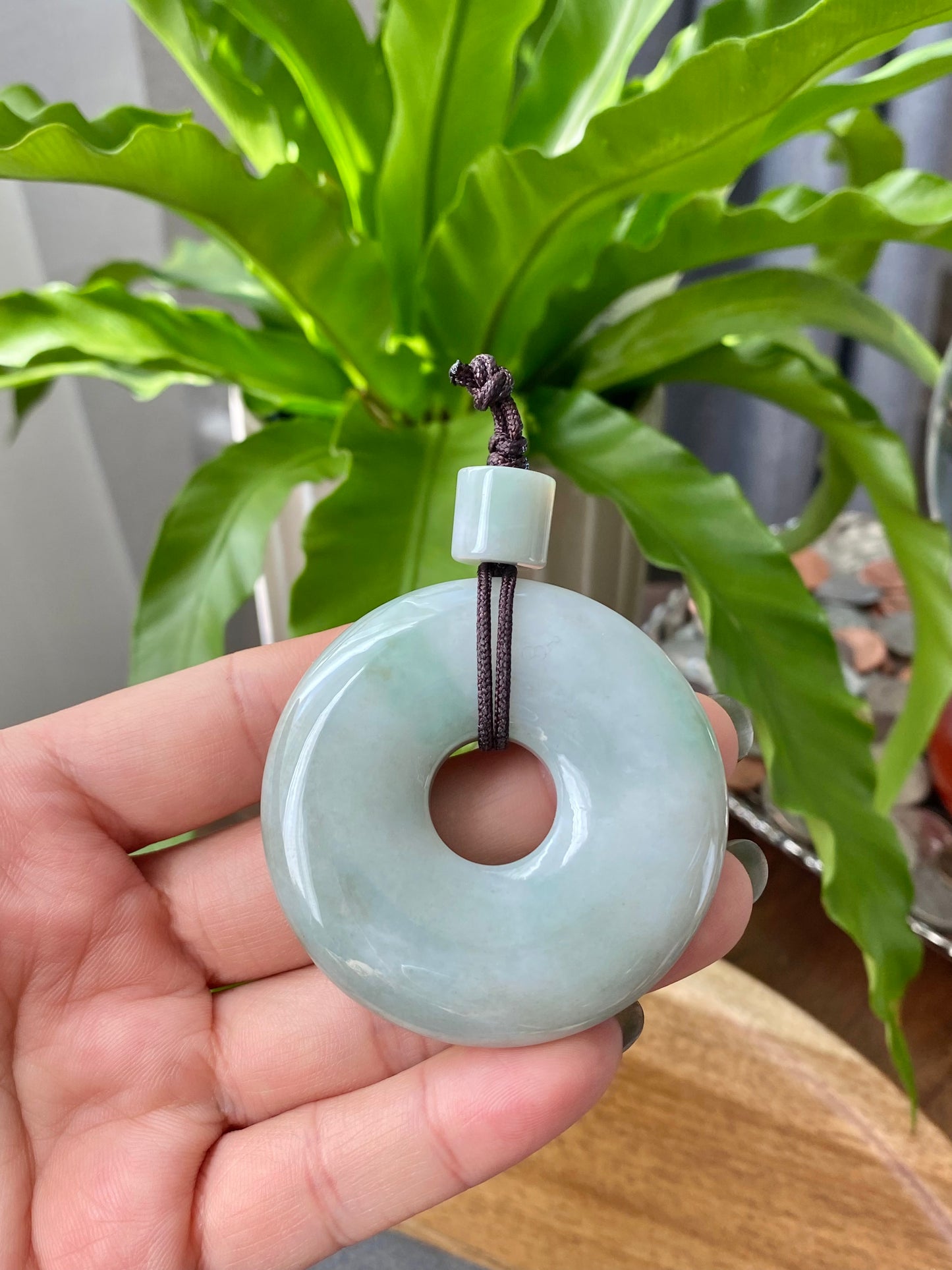 AAA Grade Natural Nephrite Hetian White Green Jade super big size Donut Circle Pendant 52*52mm