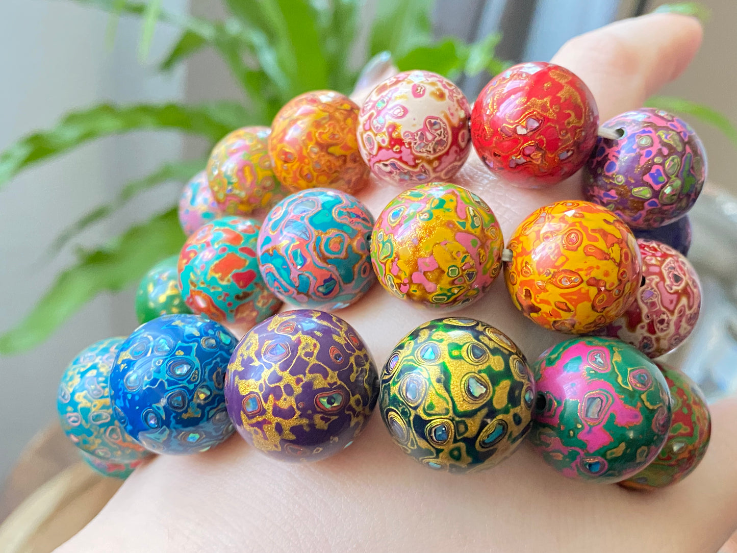 Museum of Art China lacquer Coated on black and ebony and mother of pearl Bead Bracelet