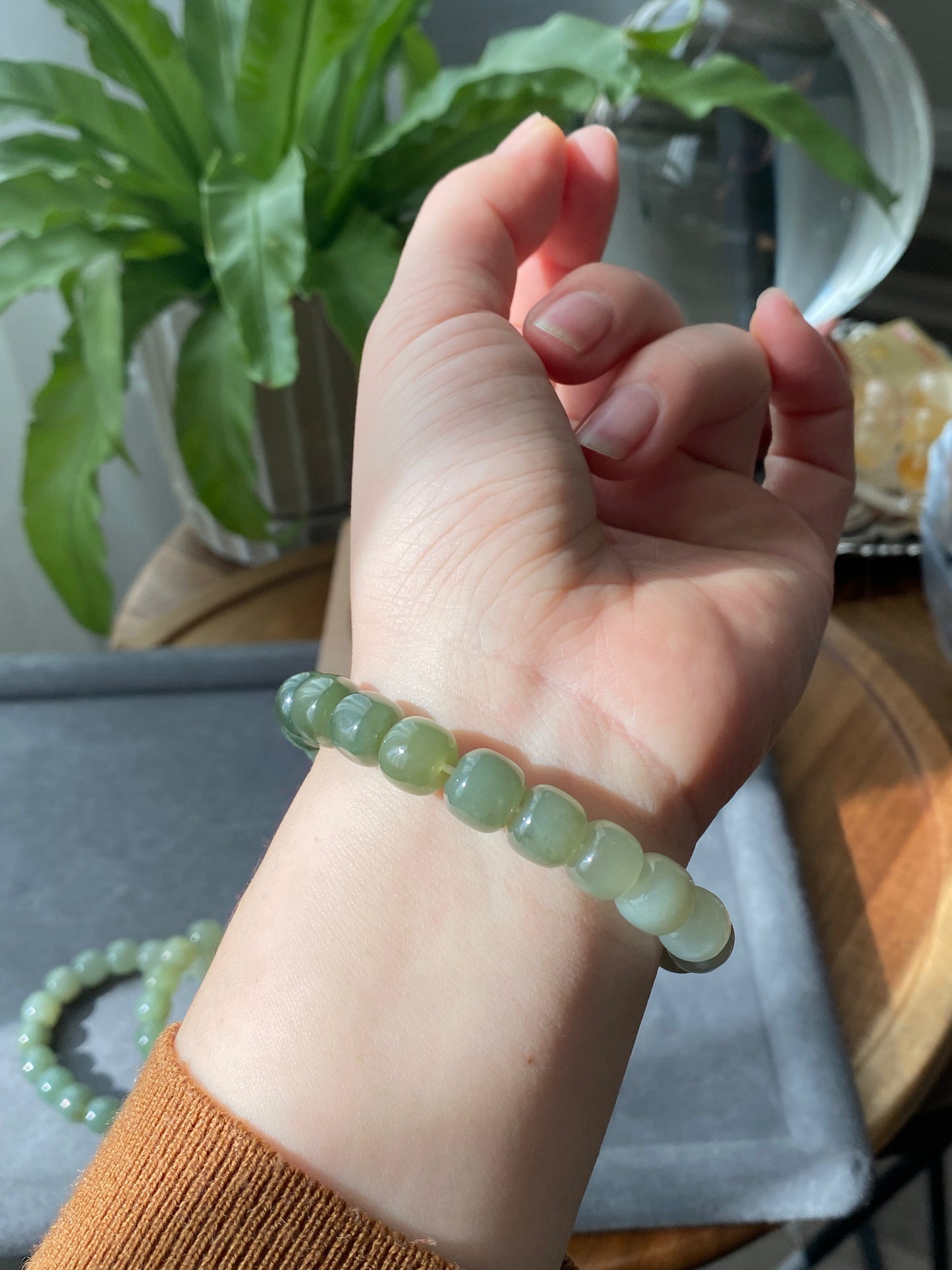 AAAAA Natural gradient Green Lake Hetian Jade square bead Nephrite bead Bracelet Best Gift for her,gift for Mom