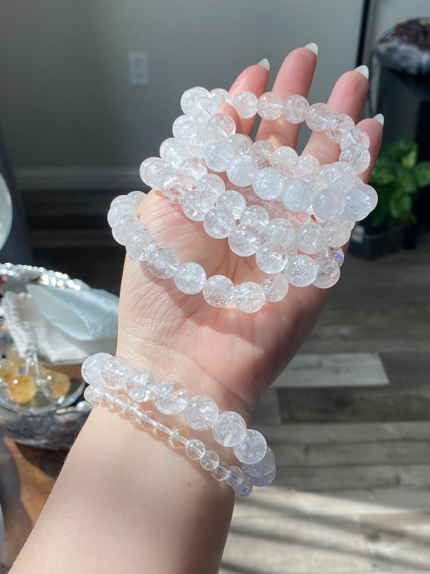 Natural Versatile Azeztulite smooth round Bracelet-Spiritual Awakening Stone for Meditation, Healing, and Transformation