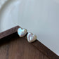 Dainty pearl Heart earrings on 14k gold studs-Pearl Heart Minimalism dangle earrings-Heart Jewelry Set-Heart necklace Bridesmaid Gift