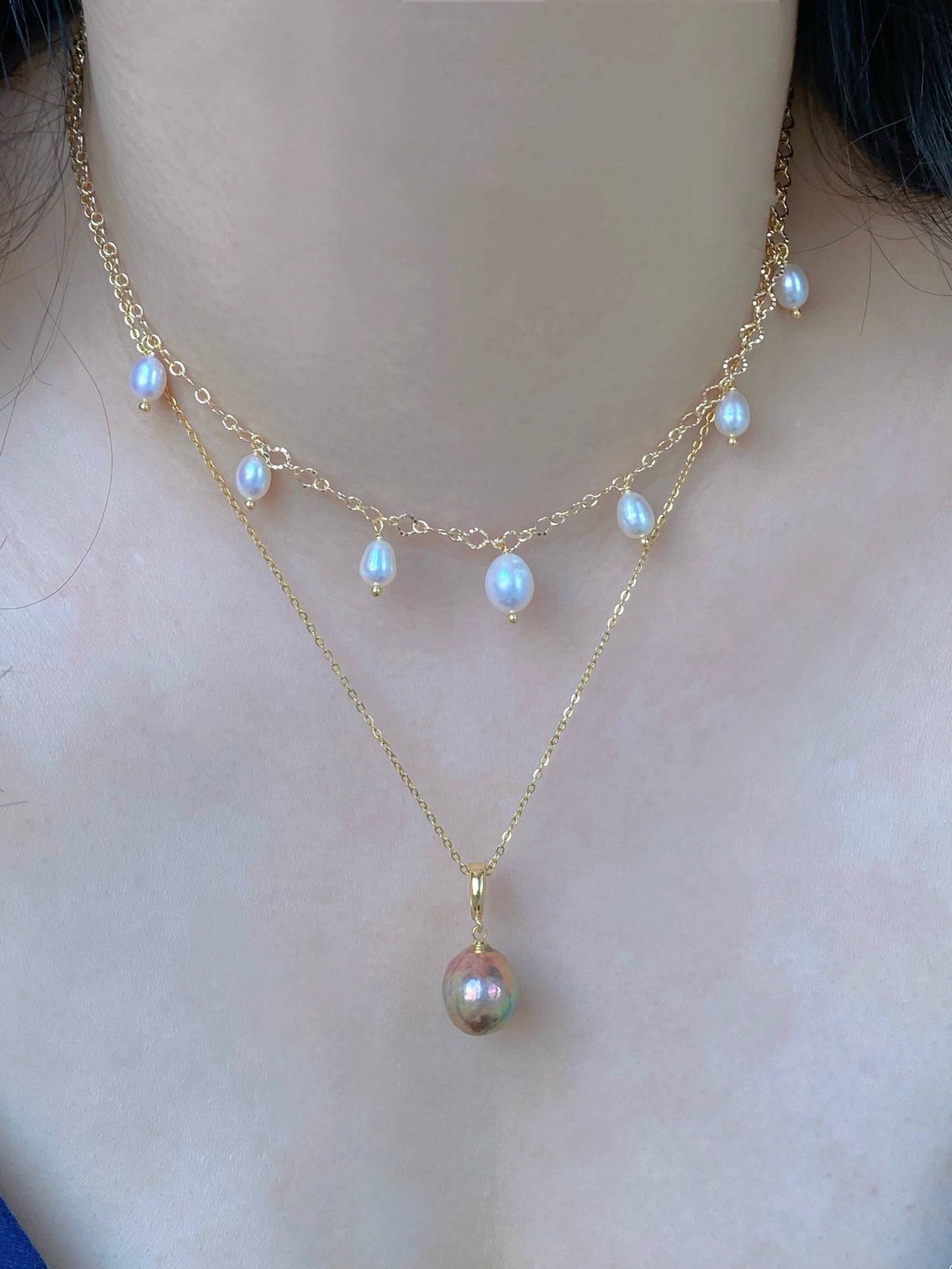 Removable Baroque Pearl Drop Choker – Handmade Freshwater Pearl Necklace
