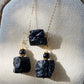 Raw Black Tourmaline Necklace and Earring Set - Protective Energy Healing Crystal Jewelry